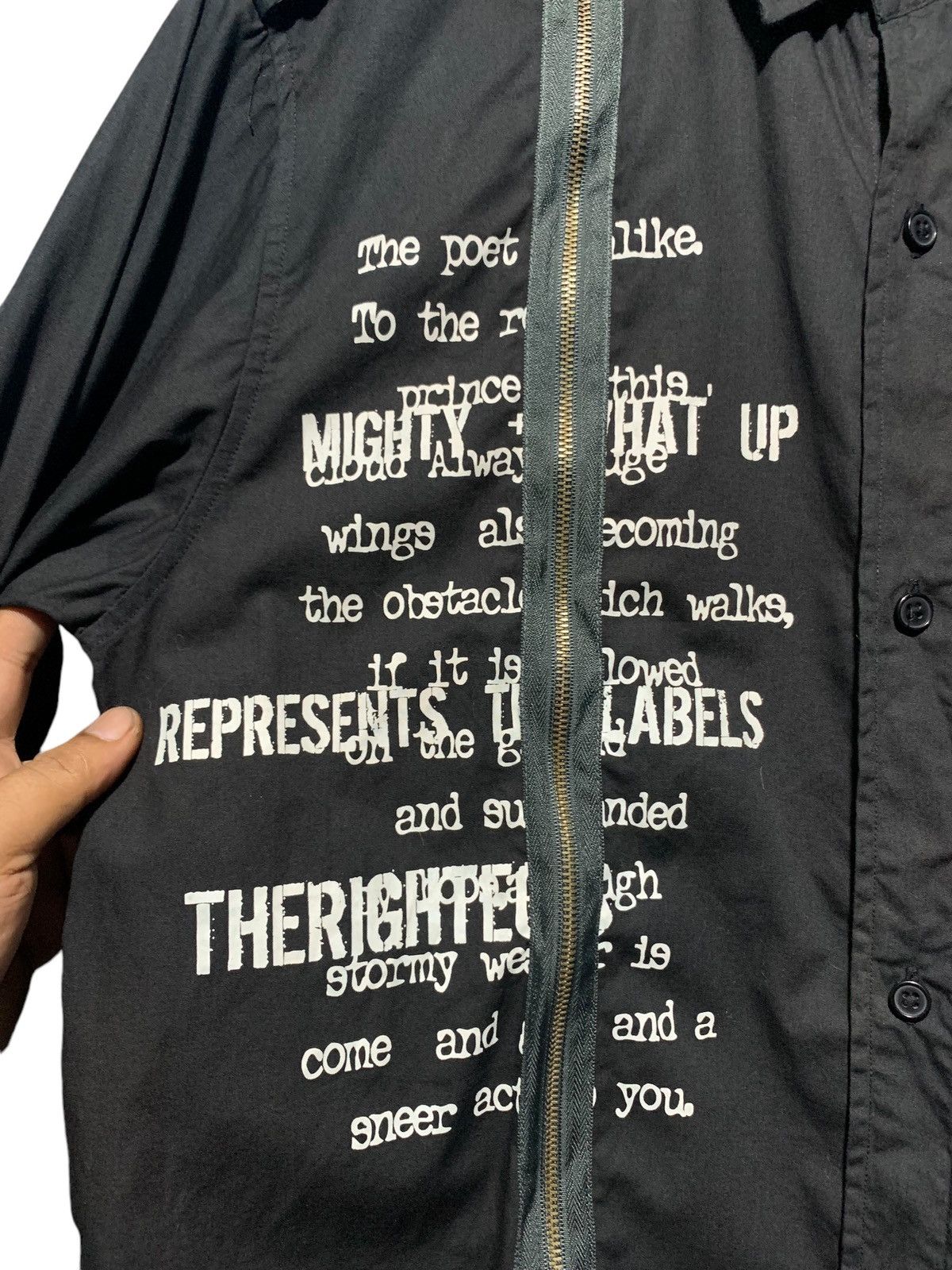 Yohji Yamamoto Badger skull poem rock punk zipper button shirt Size US L / EU 52-54 / 3 - 4 Thumbnail
