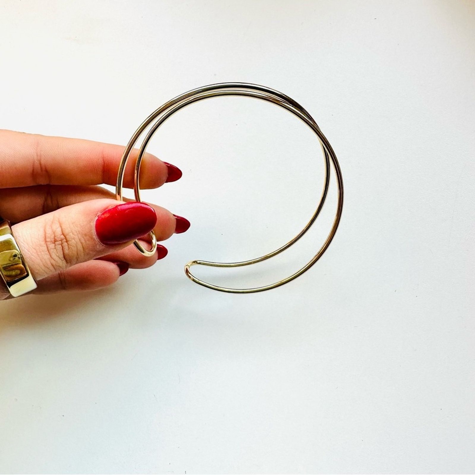 Nordstrom NEW NORDSTROM 14kt Gold Band Twisted Bracelet Bangle Cuff Size ONE SIZE - 11 Thumbnail