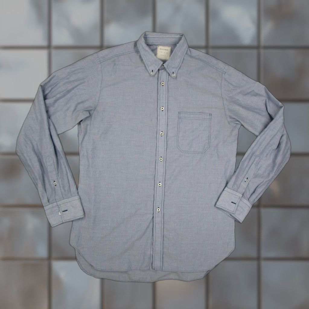 Billy Reid Billy Reid Blue Striped Button-Up Shirt Mens Large Long Sleeve Italian Cotton Size US L / EU 52-54 / 3 - 1 Thumbnail