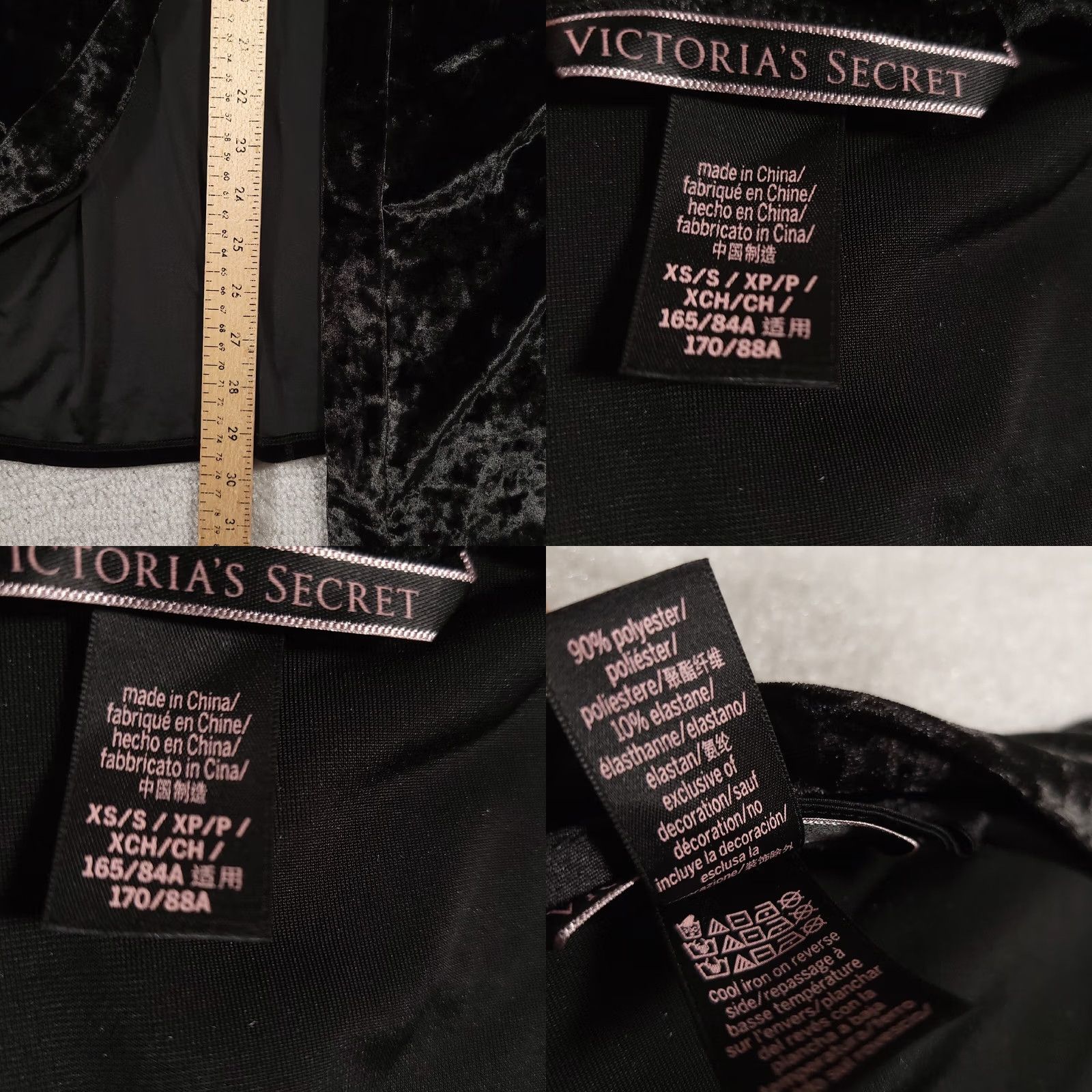 Victoria's Secret VINTAGE Victoria's Secret Crushed Velvet Open Kimono Robe Cover Up Women XS/S Black Size ONE SIZE - 8 Thumbnail