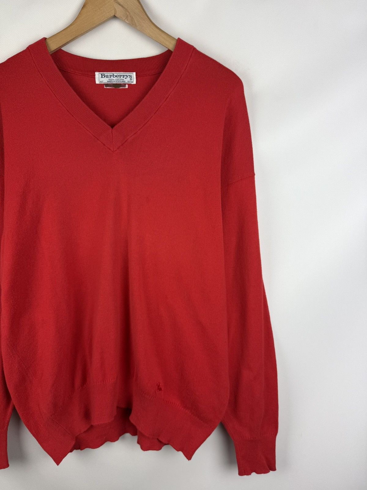 Burberry × Vintage Burberrys Vintage Men’s V-neck Cotton Sweater Pullover Size US XL / EU 56 / 4 - 3 Thumbnail
