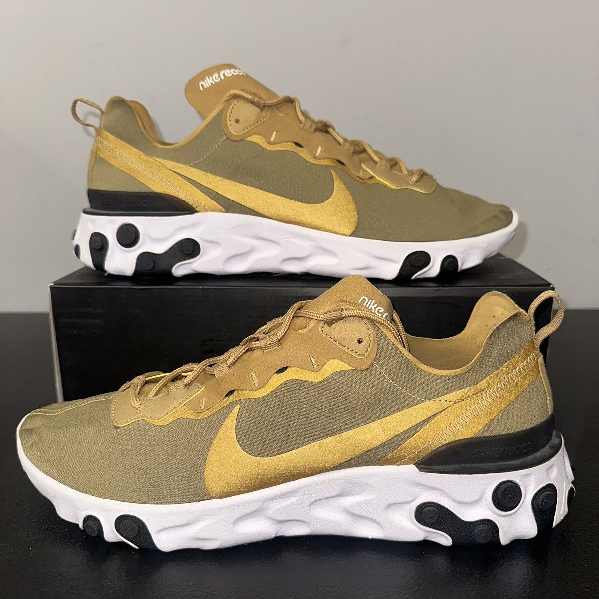 Nike Size 14 - Nike React Element 55 Metallic Gold Men's Running Size US 14 / EU 47 - 1 Thumbnail