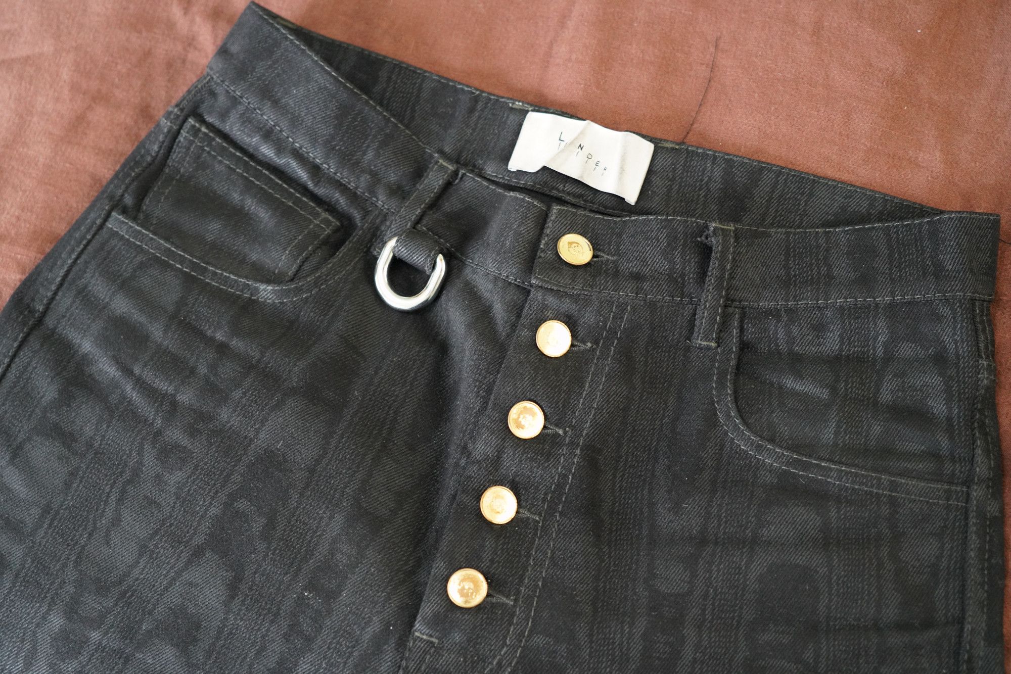 Linder Wood Grain Black Denim Pants Size US 31 - 4 Thumbnail
