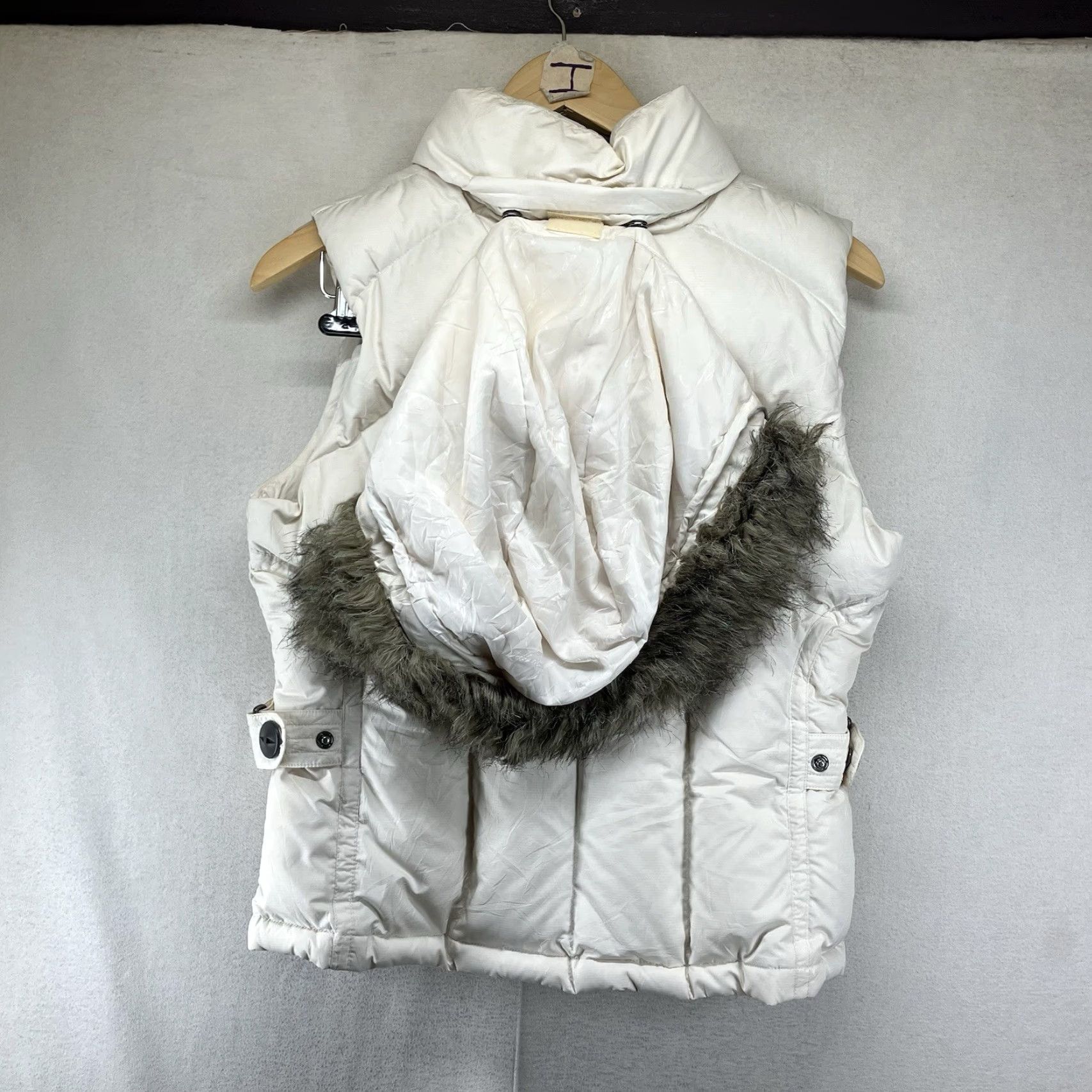 Vintage Columbia Women's Medium DOWN Insulated Hooded Quilted Vest TITANIUM Jacket Size M / US 6-8 / IT 42-44 - 2 Thumbnail