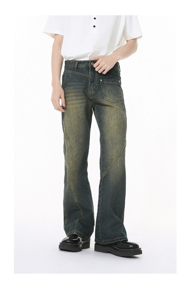 Vintage Men's Cleanfit Retro Patchwork Distressed Flared Jeans Size US 34 / EU 50 - 2 Thumbnail