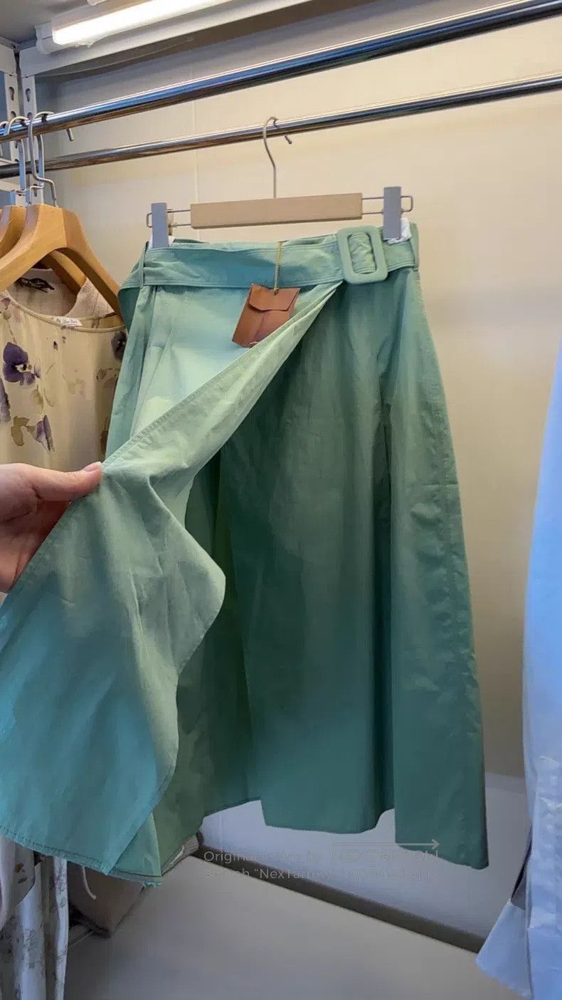 Loro Piana Loro Piana Green Silk Cotton Skirt Size 25" / US 0 / IT 36 - 4 Thumbnail