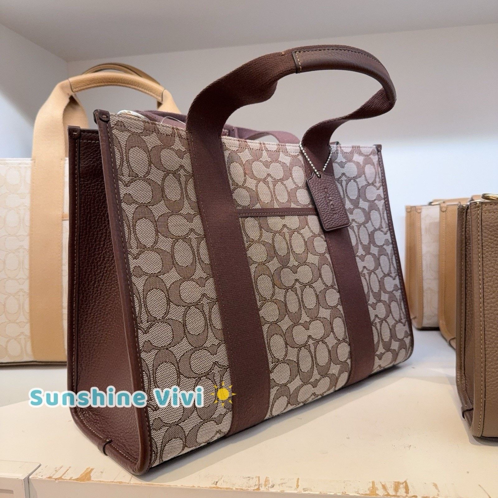 Coach NWT Coach Smith Tote Bag Jacquard CY367 OAK/MAPLE Silver Size ONE SIZE - 3 Thumbnail
