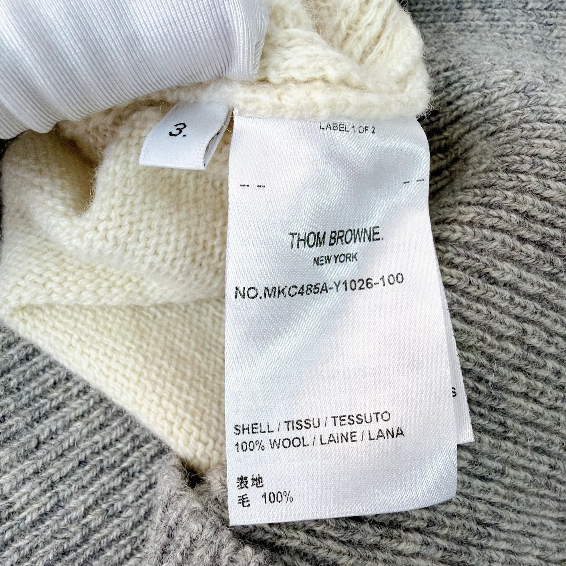 Thom Browne Thom Browne Beige Knit Cardigan Size 3 New with Tags Size US L / EU 52-54 / 3 - 8 Thumbnail
