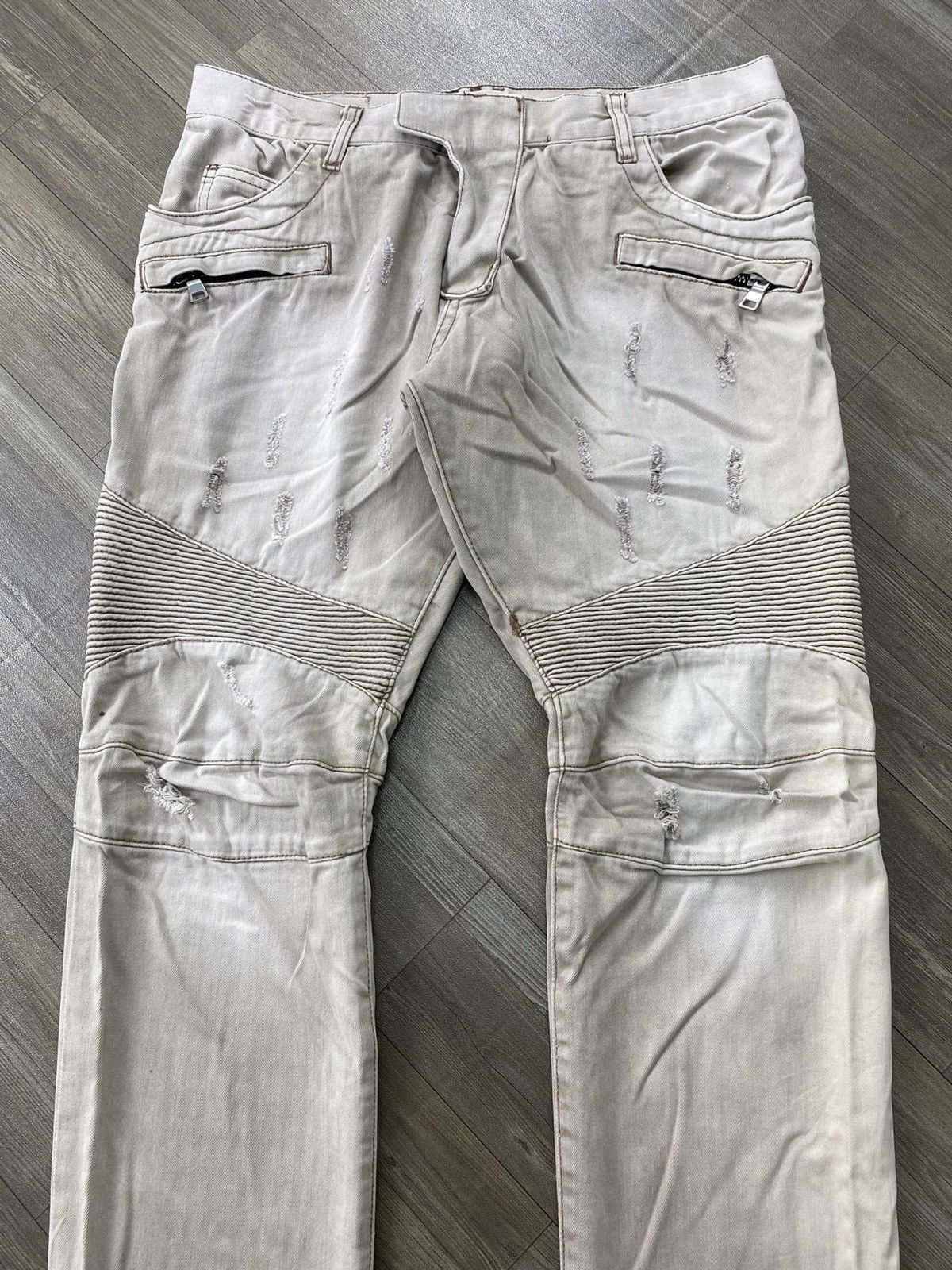 Balmain Vintage Balmain Distressed Bikers Pants Luxury Size US 32 / EU 48 - 4 Thumbnail