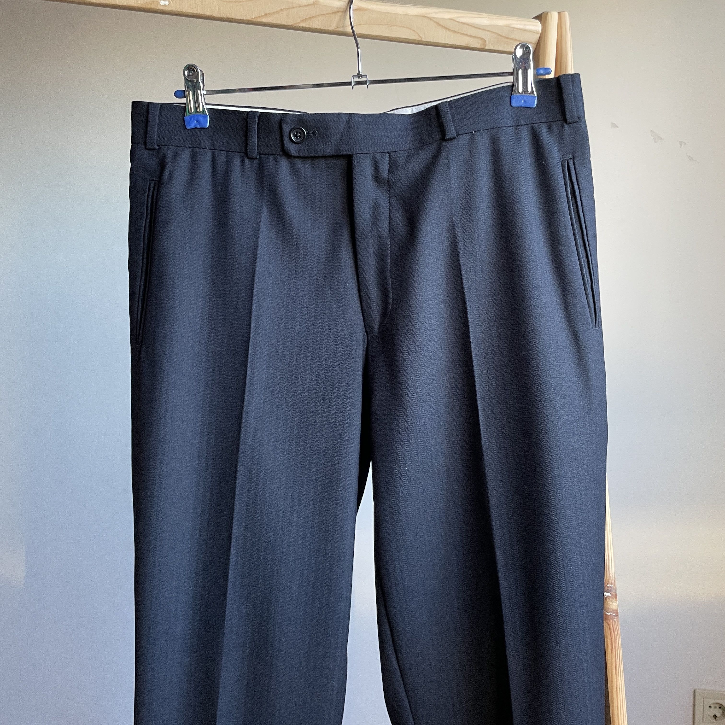 SCABAL Scabal Herringbone Wool 3 Button Wool Navy Suit Size EUR 50 Size 40R - 13 Thumbnail