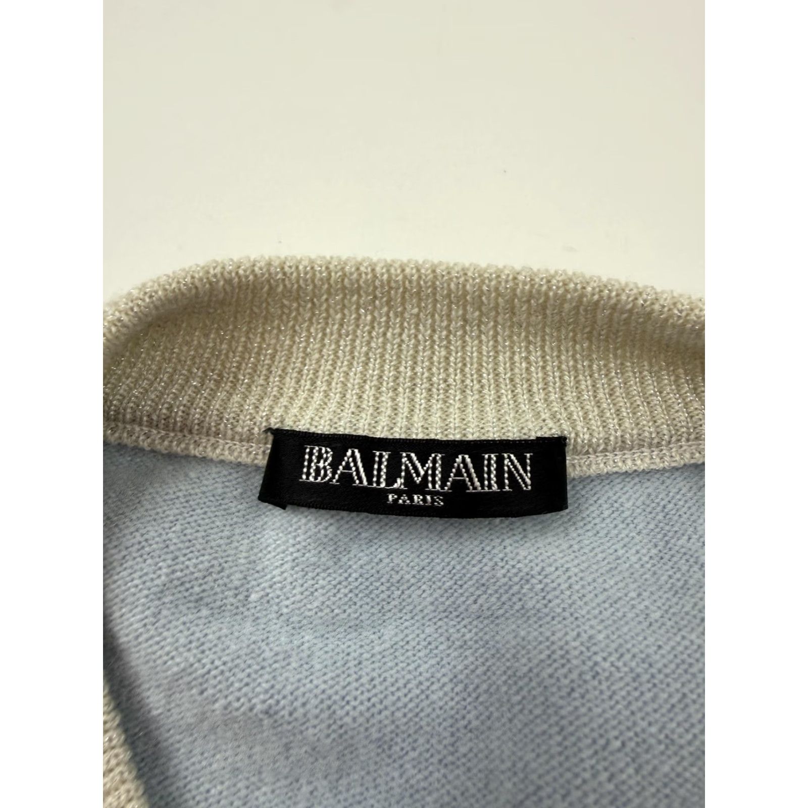Balmain Balmain Sweater Mens 42 Blue Wool Cashmere Logo Crewneck Knit Italy Pullover Size US XL / EU 56 / 4 - 7 Thumbnail