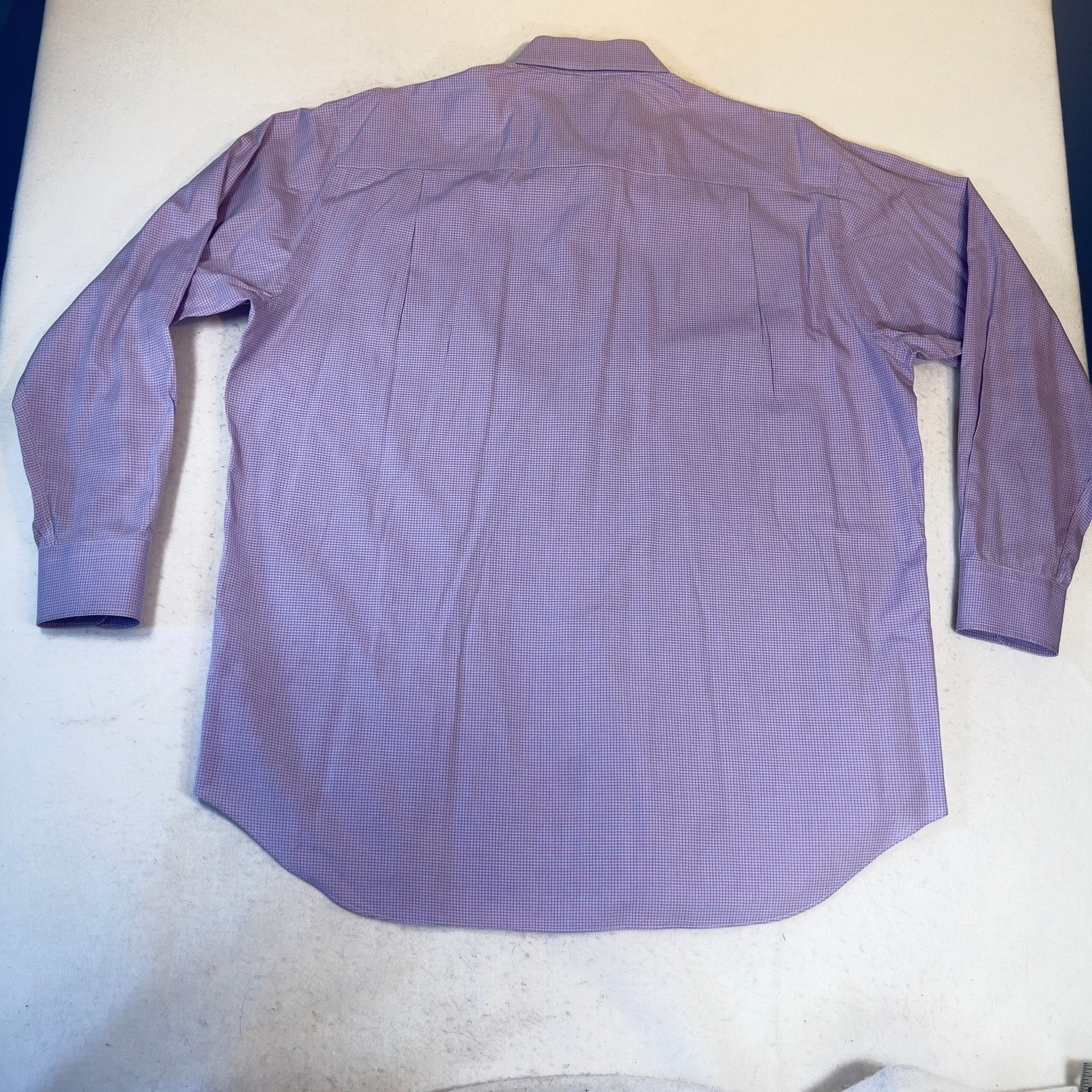 David Donahue David Donahue Dress Shirt Mens 18 34/35 Purple Micro Check Size US XL / EU 56 / 4 - 4 Thumbnail