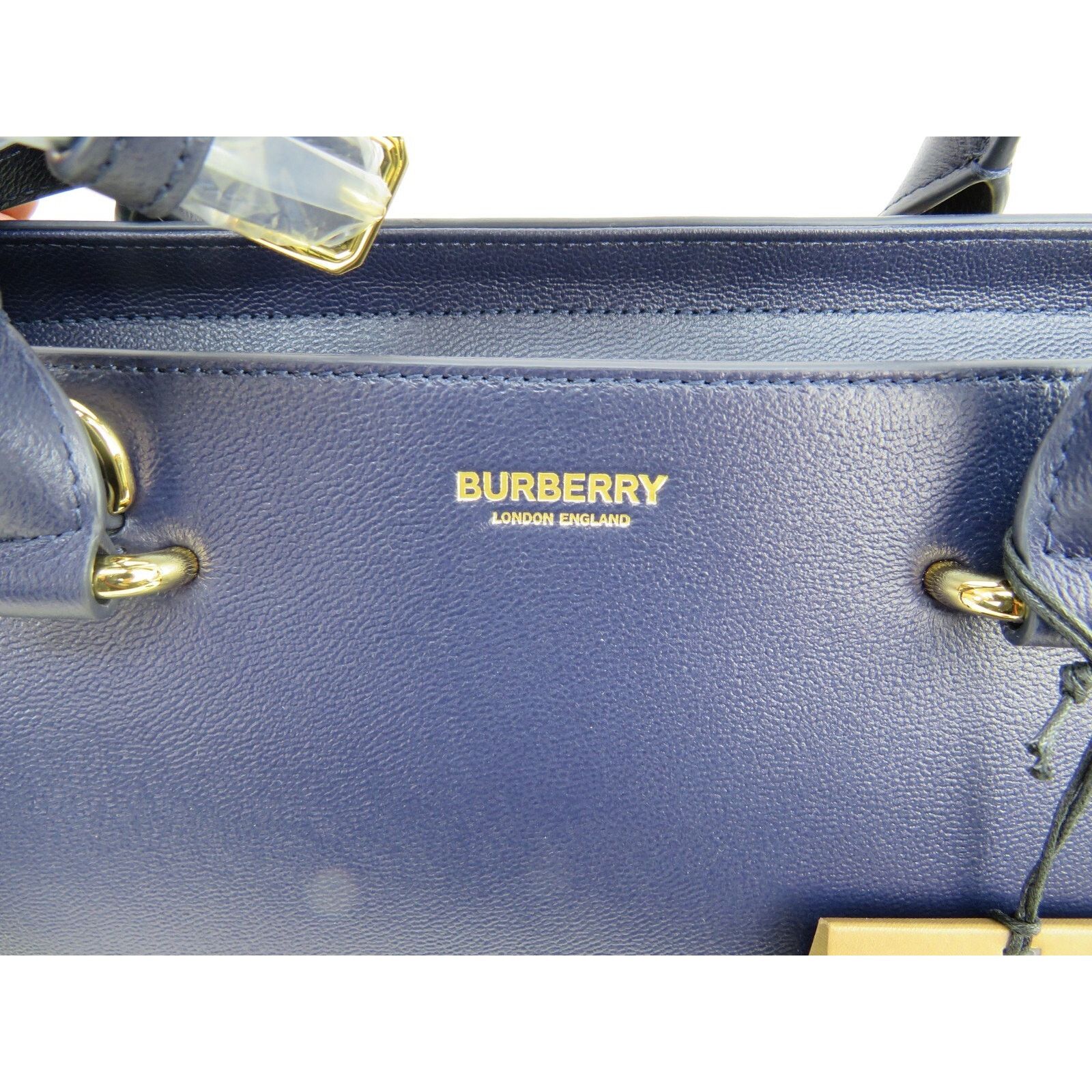 Burberry BURBERRY BANWELL DARK BLUE LEATHER CHECK SHOULDER BAG $2K Size ONE SIZE - 4 Thumbnail