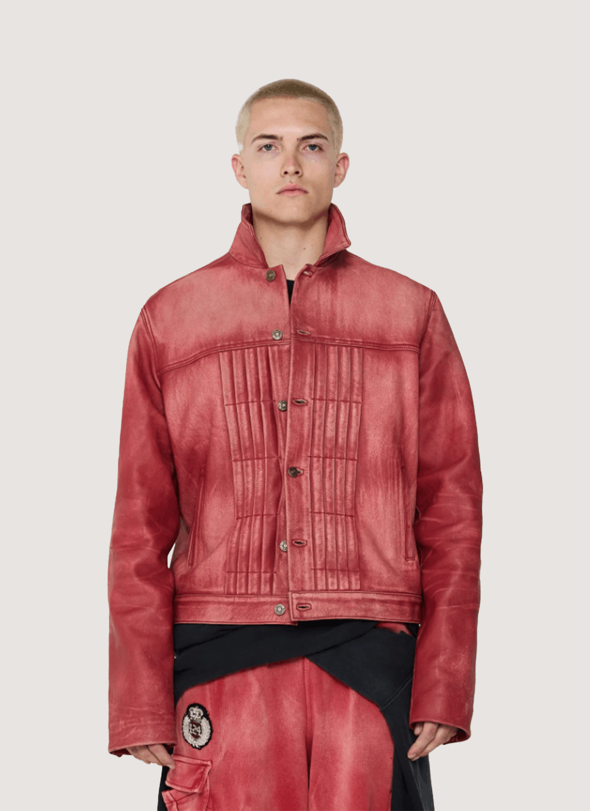 424 on Fairfax Leather Trucker Jacket Red Size US M / EU 48-50 / 2 - 1 Thumbnail