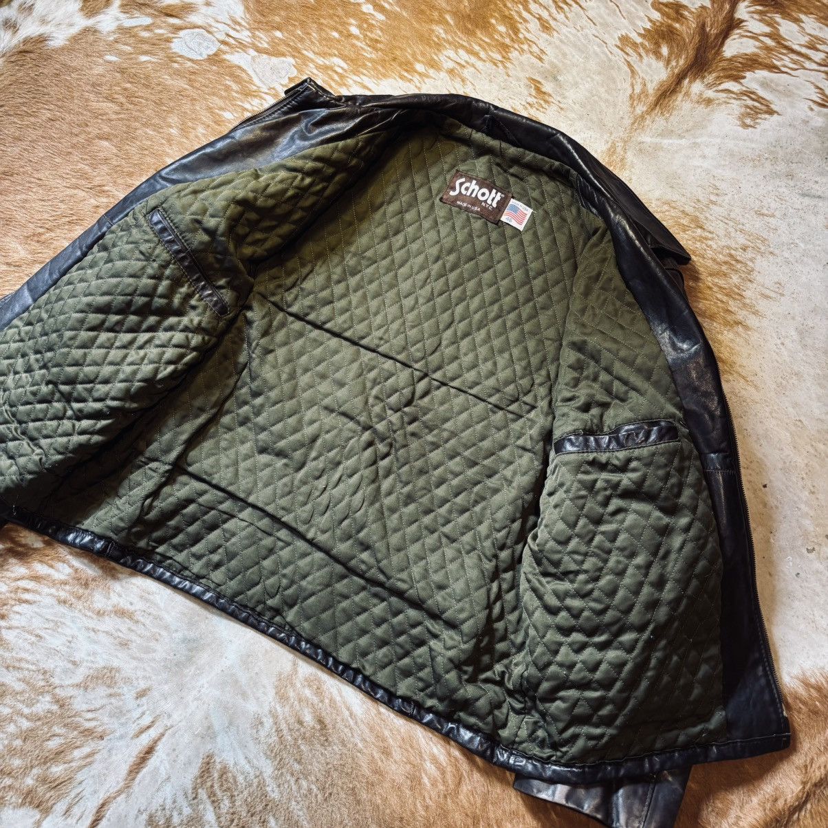 Schott Schott Made In Usa Leather Jacket Size 48 Fit L Size US L / EU 52-54 / 3 - 13 Thumbnail