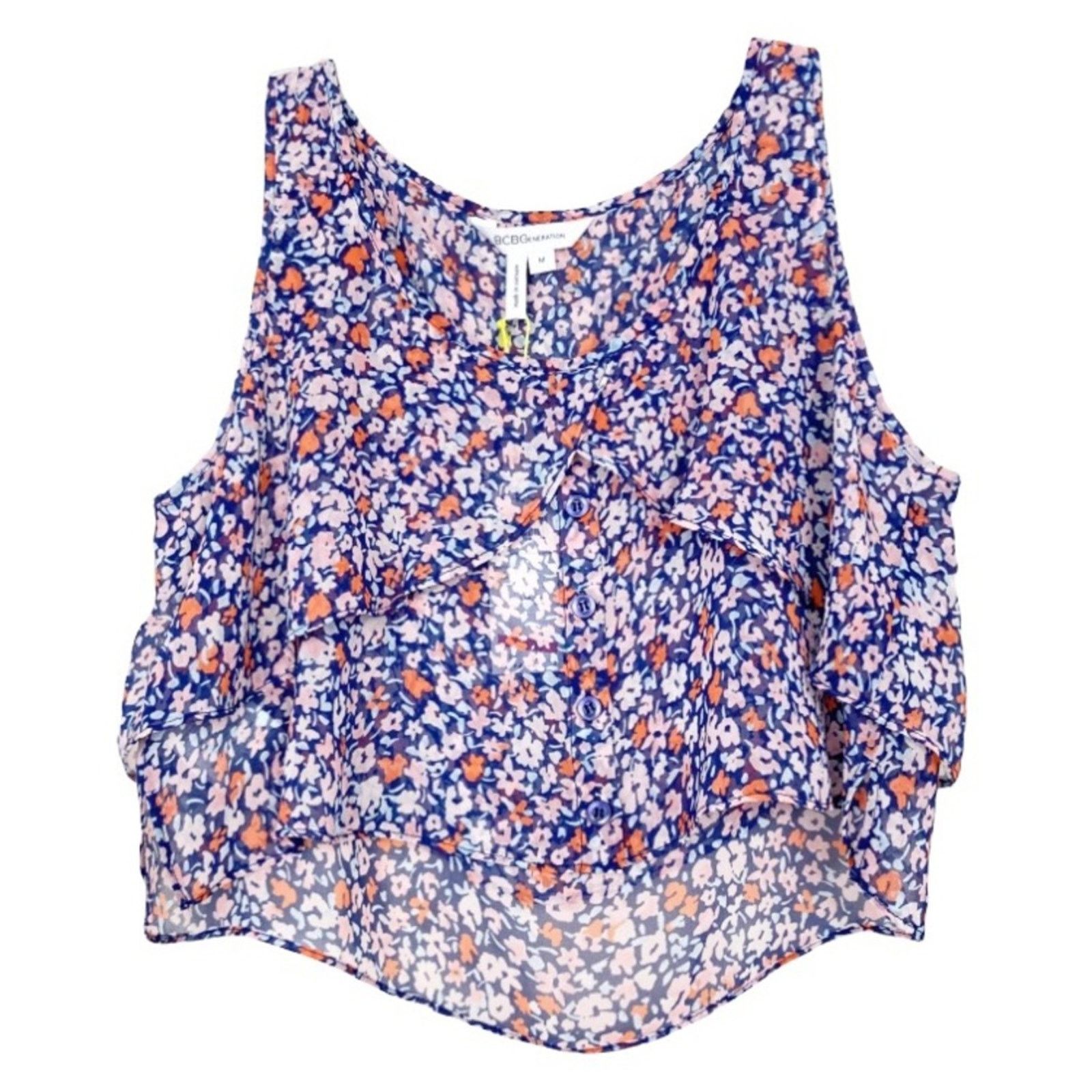BCBGeneration BCBGeneration Microfloral Tiered Chiffon Tank Top Sz M Size M / US 6-8 / IT 42-44 - 6 Thumbnail