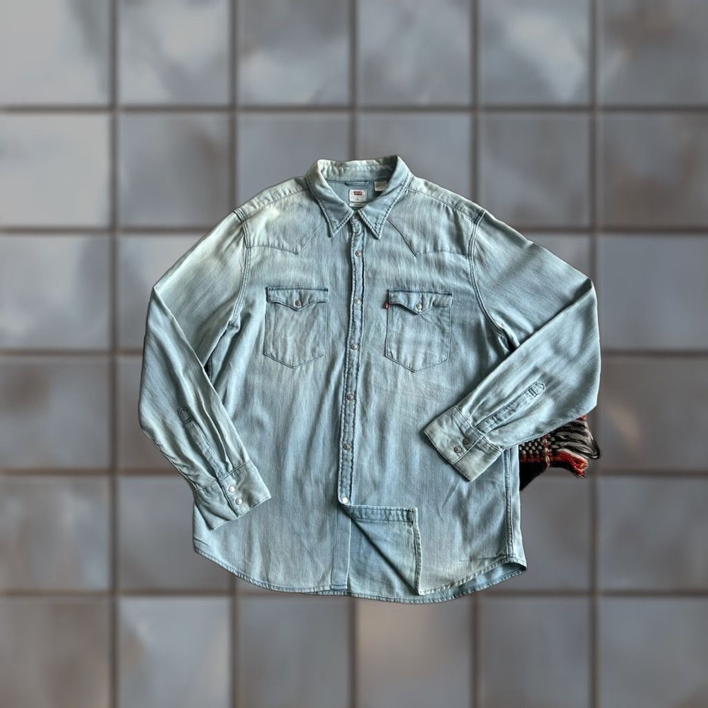 Levi's Levi's Barstow Shirt XL 2019 Western Denim Rivet Snap Pockets Blue Mens Size US XL / EU 56 / 4 - 1 Thumbnail