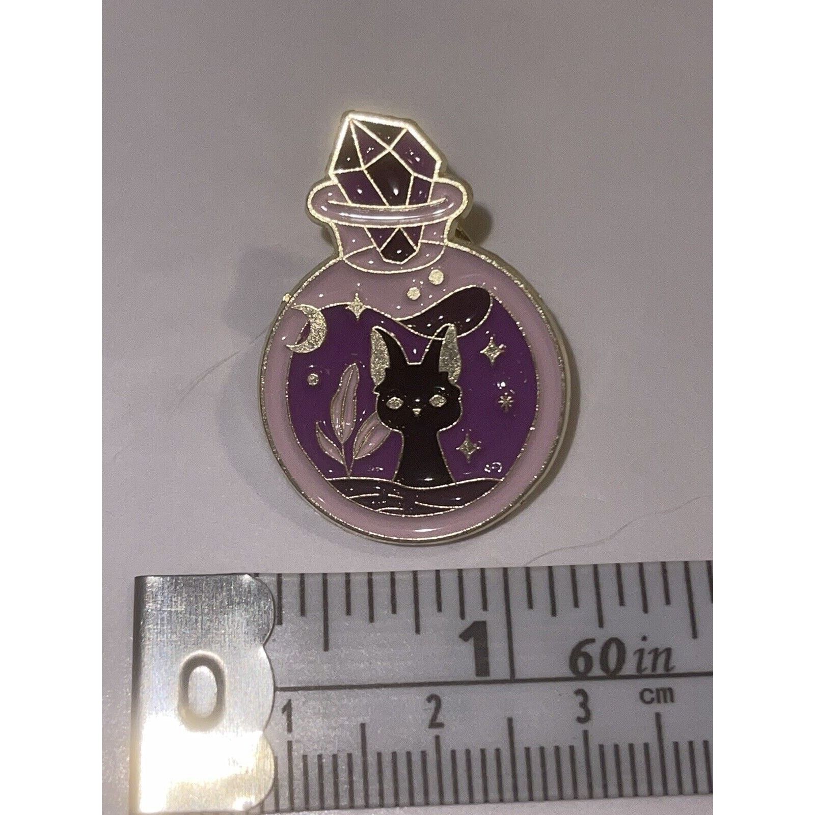 Other Purple Bottle Black Cat Mystical Pin Brooch Size ONE SIZE - 1 Preview