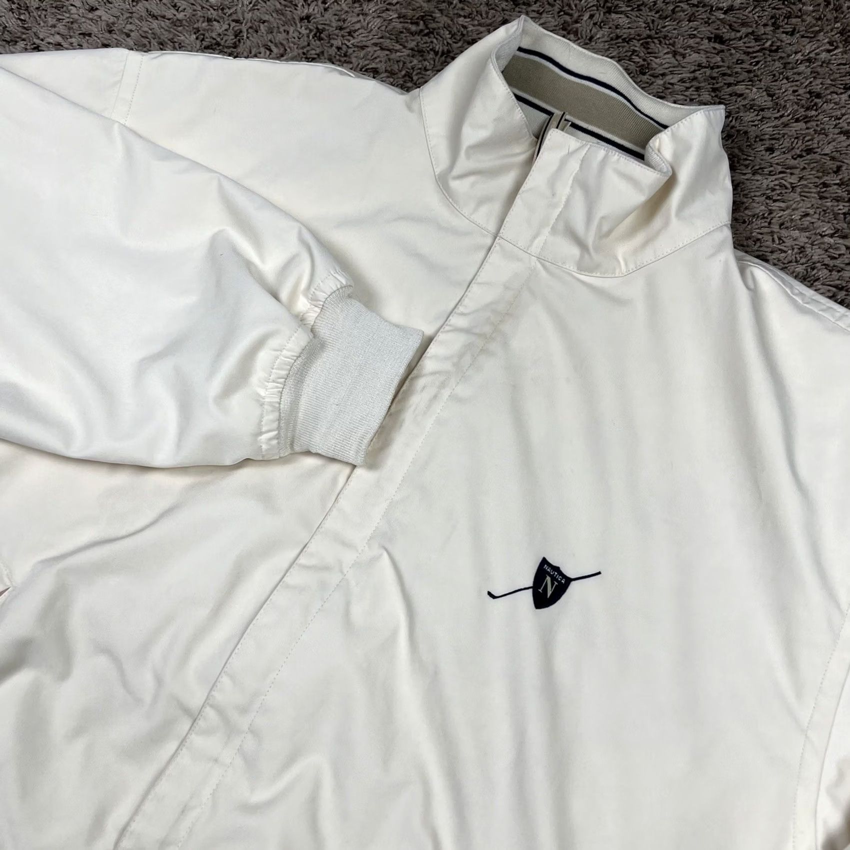 Nautica VINTAGE Nautica Full Zip Beige Lined Golf Jacket Logo Patch Mens XL Pockets Size US XL / EU 56 / 4 - 4 Thumbnail