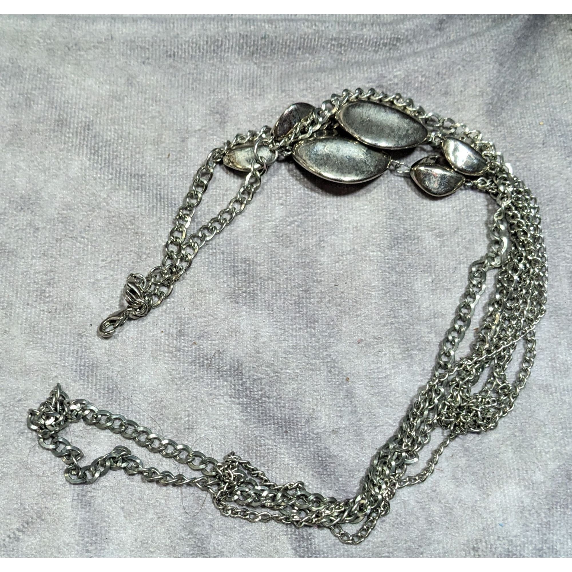 Other Layered Silver Tone Chain Necklace With Abstract Bead Accent Size ONE SIZE - 5 Thumbnail