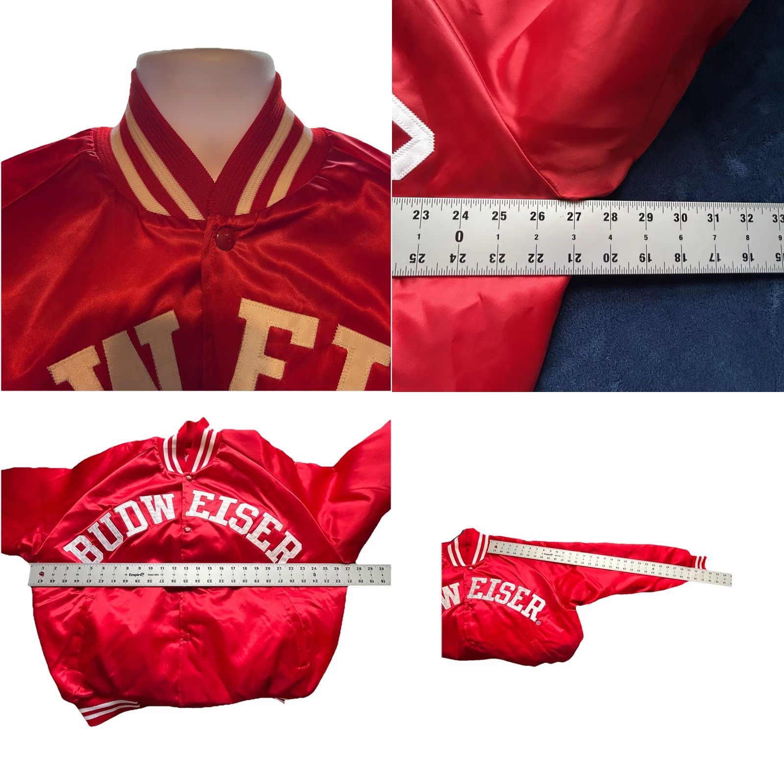 Budweiser Vintage Budweiser Nylon Satin Quilted Jacket - XL Men's Bomber Jacket - USA Made - 80s Vintage Style - Red - 54" Chest - 27" Pit to Pit Size US XL / EU 56 / 4 - 8 Thumbnail
