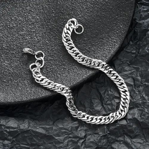 Jewelry Silver Chain Link Bracelet, Classic Men's Bracelet Size ONE SIZE - 3 Thumbnail