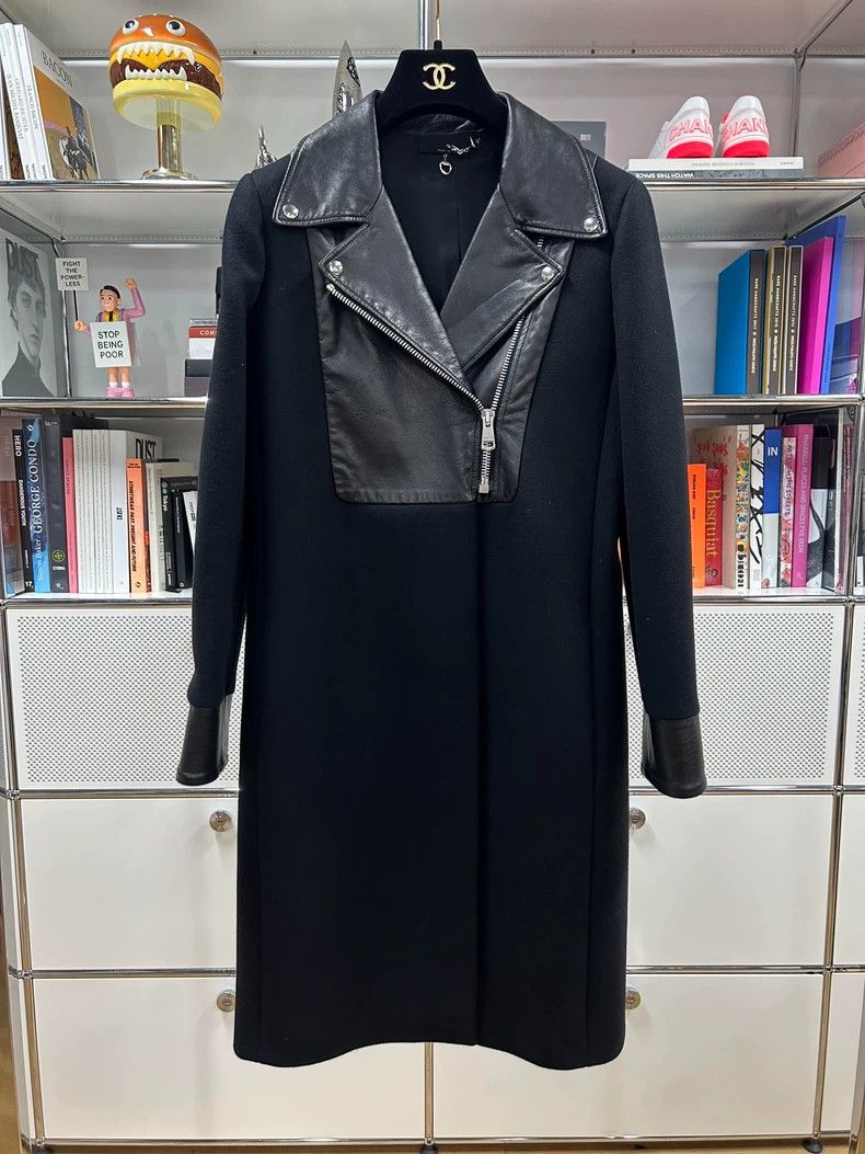 Gucci Gucci Size 38 Black leather wool coat 2501-Nextarrow Size US XXS / EU 40 - 1 Thumbnail
