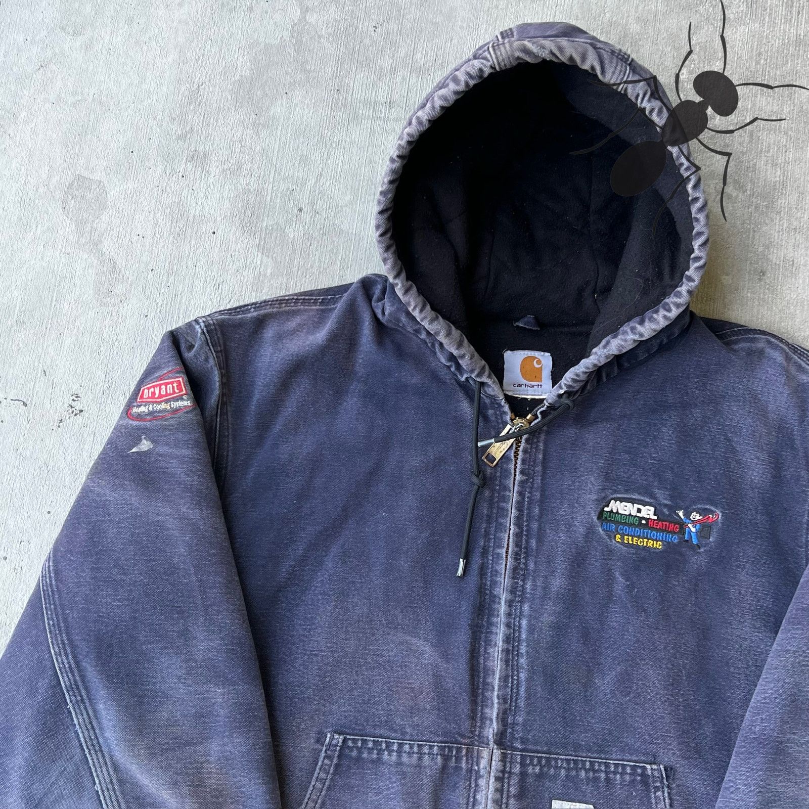 Carhartt × Vintage Carhartt J130 MDT faded blue hooded work wear jacket Size US L / EU 52-54 / 3 - 2 Thumbnail