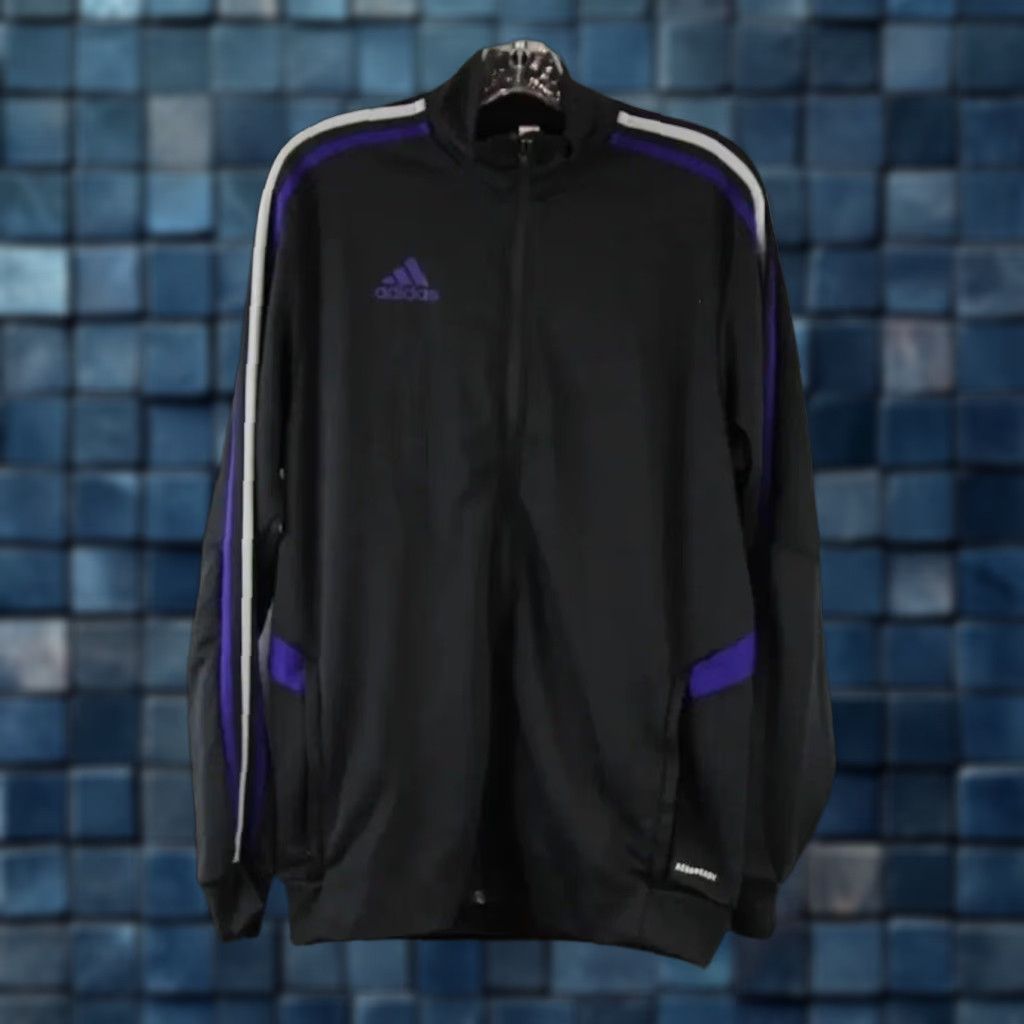 Adidas Adidas Women's Track Jacket Black with Blue Stripes Zip-Up Size M Size M / US 6-8 / IT 42-44 - 1 Thumbnail