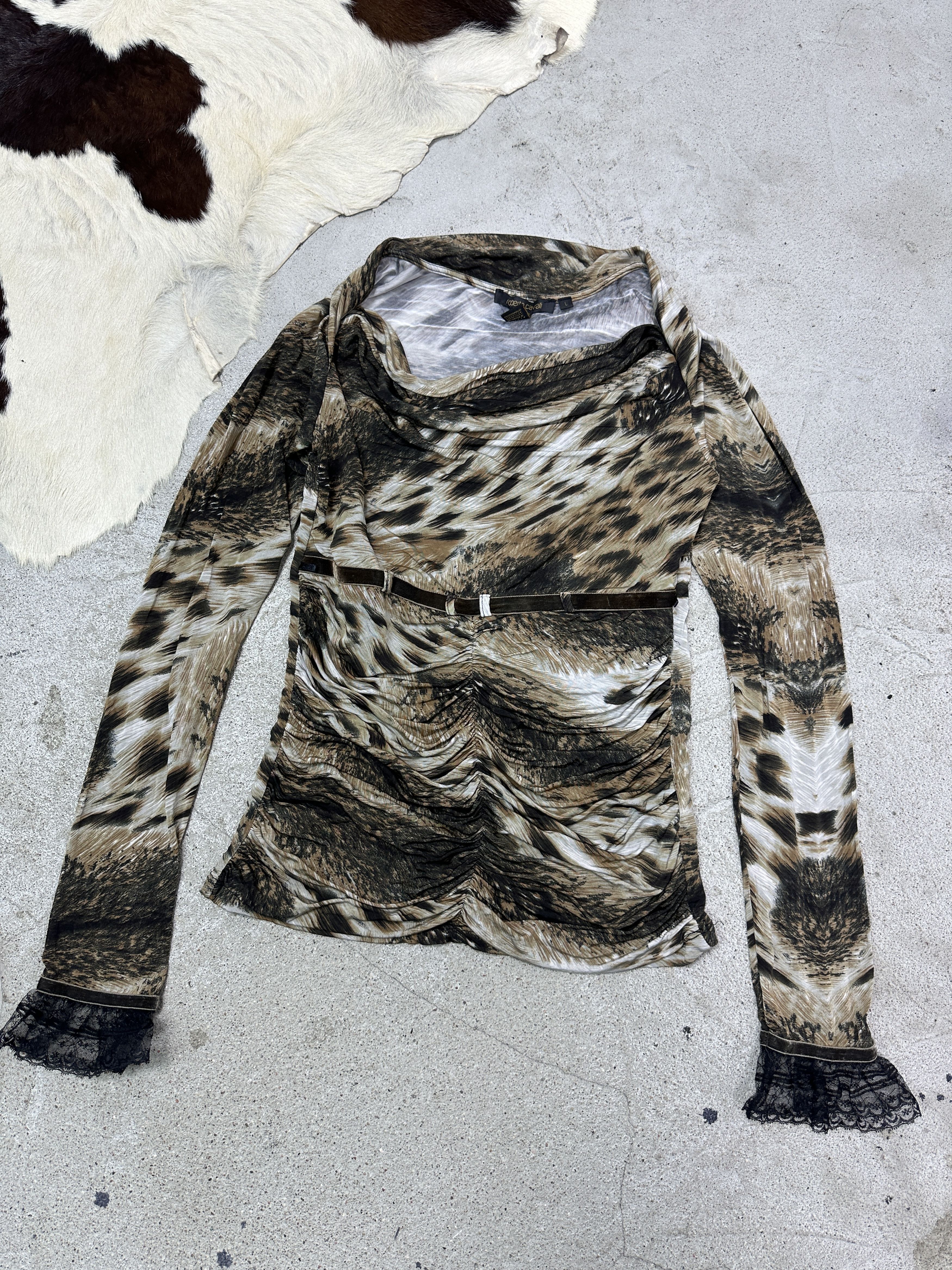 Roberto Cavalli Vintage Avant Garde Roberto Cavalli Animal Print Top 00s Size L / US 10 / IT 46 - 2 Thumbnail