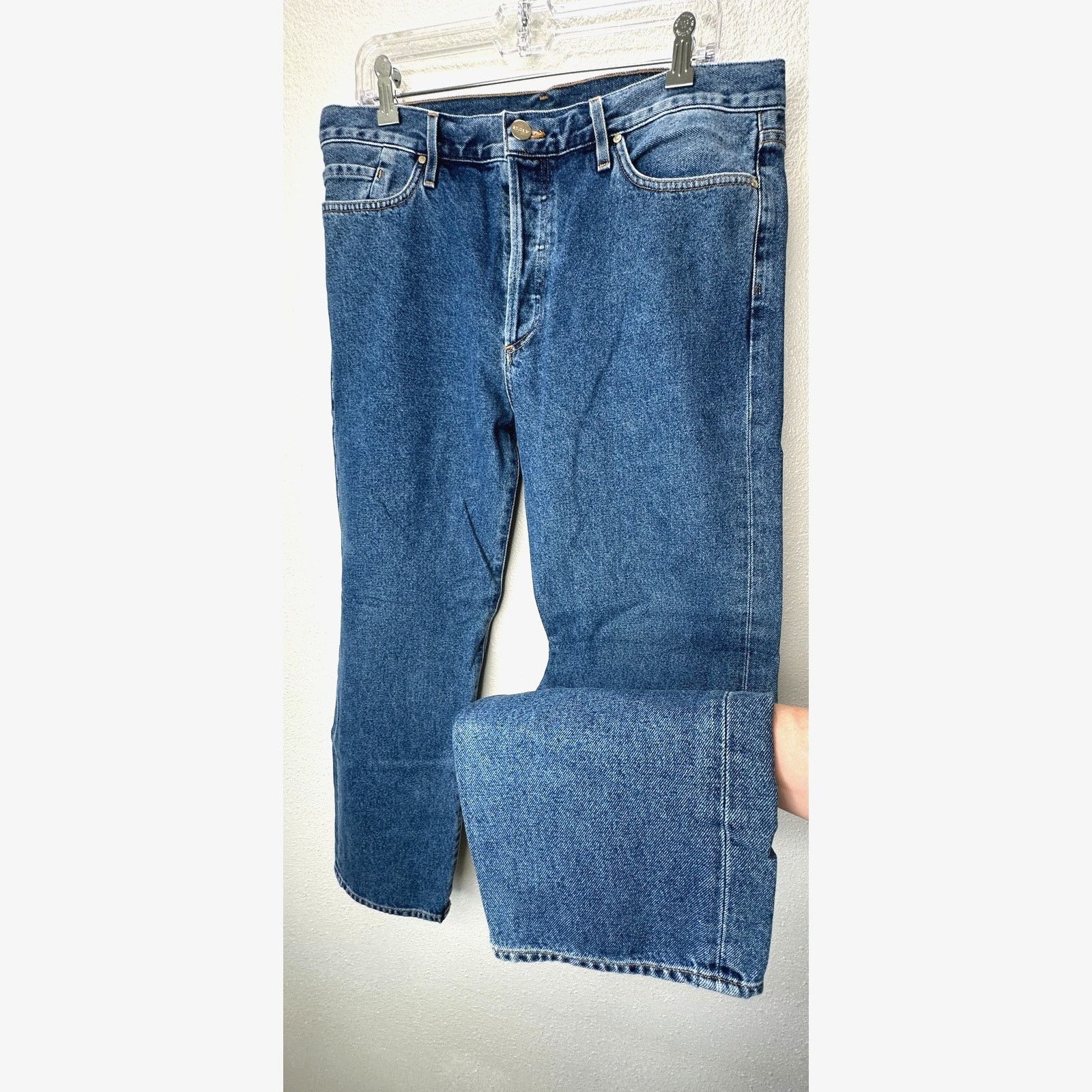GOLDSIGN Goldsign Gold Button Fly Med Wash Straight Leg Crop Jeans 31 Size 31" - 1 Thumbnail