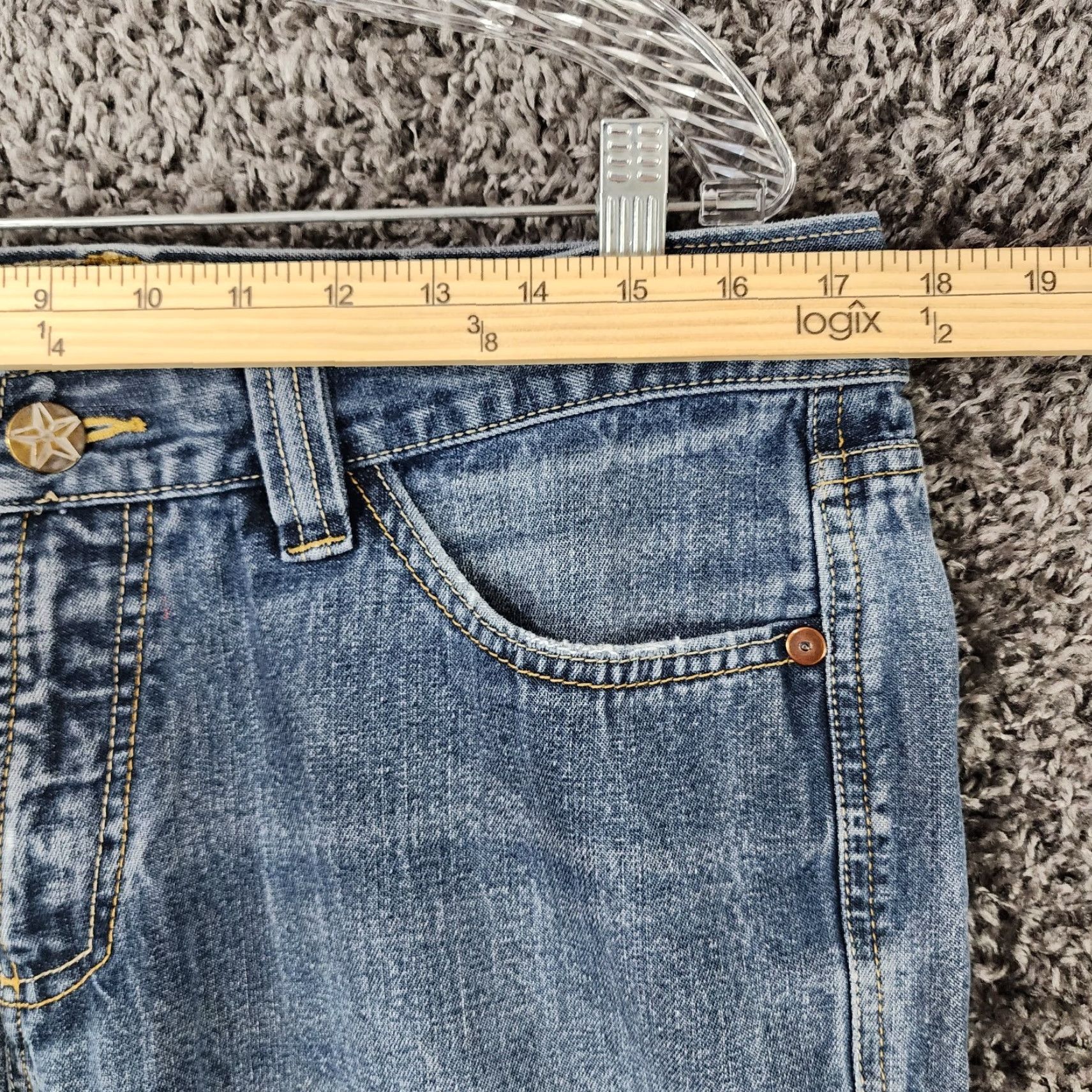 Vintage INDIGO STAR Jeans Straight Men 34x30 Distressed Blue Star Theme Casual Denim Mens 34 Inseam 30 Size US 34 / EU 50 - 3 Thumbnail