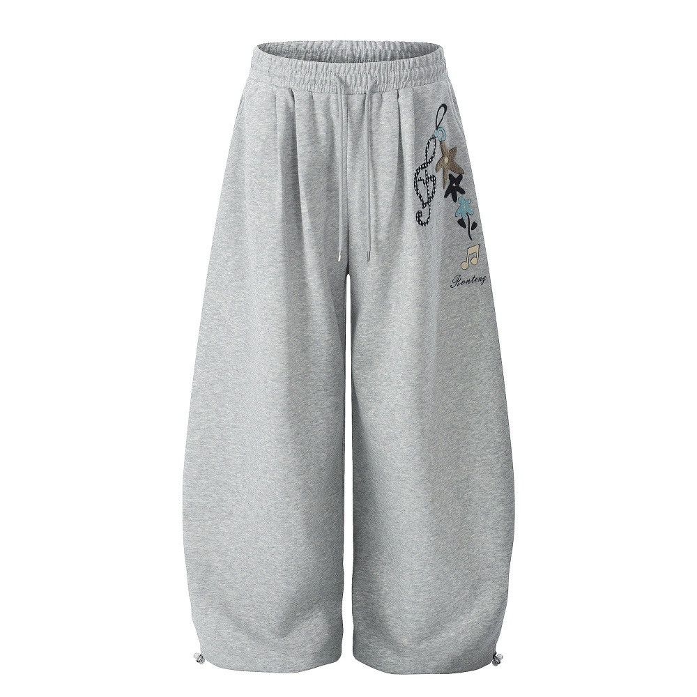 Japanese Brand Casual Men's Star Embroidered Wide-Leg Curved Pants Size US 32 / EU 48 - 1 Thumbnail