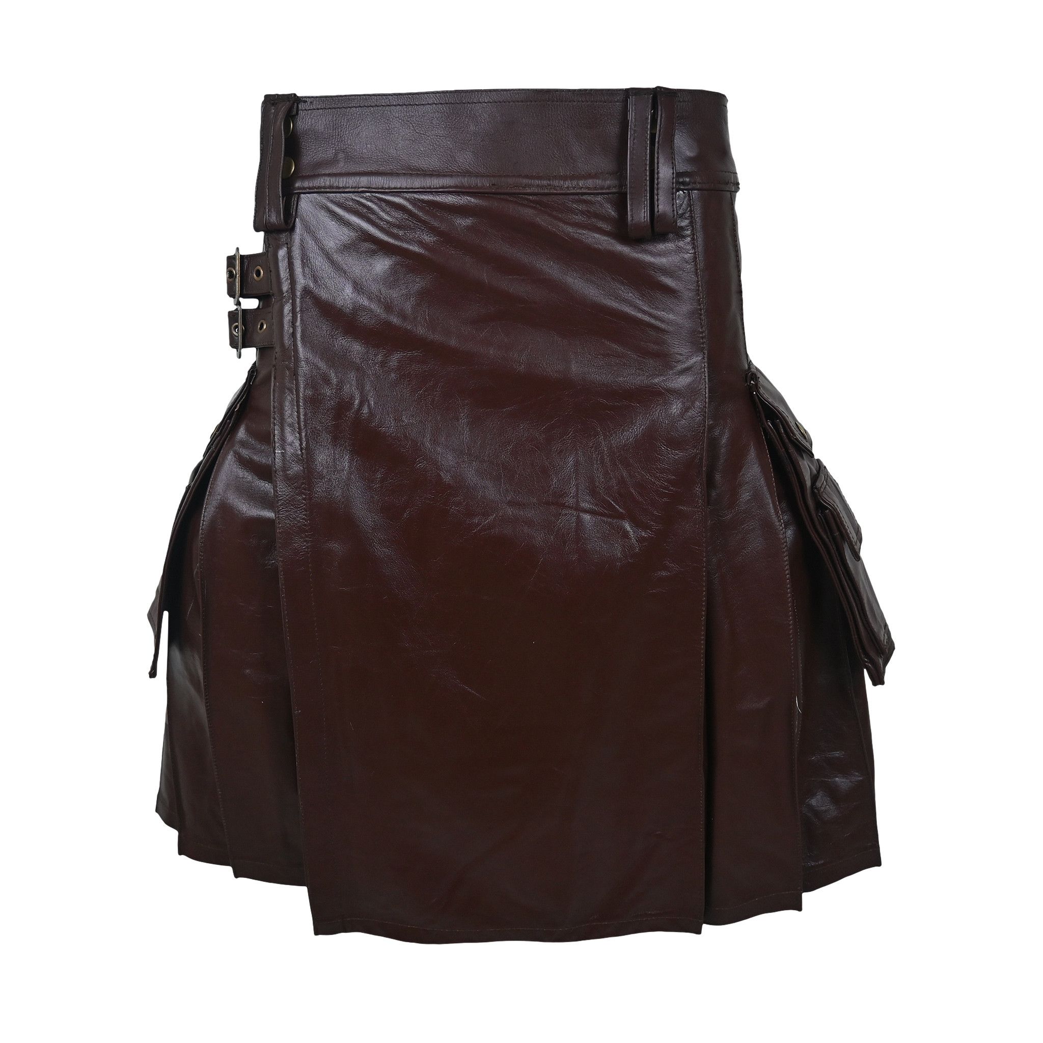 Leather × Other Utility Cargo Leather Kilt Brown "Customized" Size US 34 / EU 50 - 6 Thumbnail