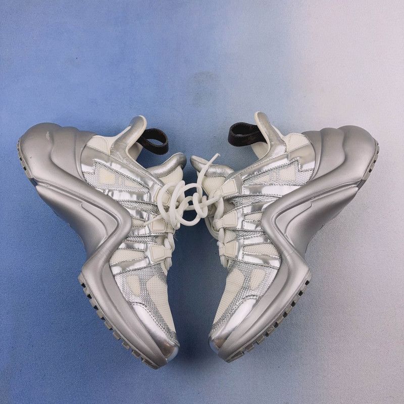 Louis Vuitton Louis Vuitton Silver Casual Sneakers - Size US 5.5 / EU 38 - 6 Thumbnail