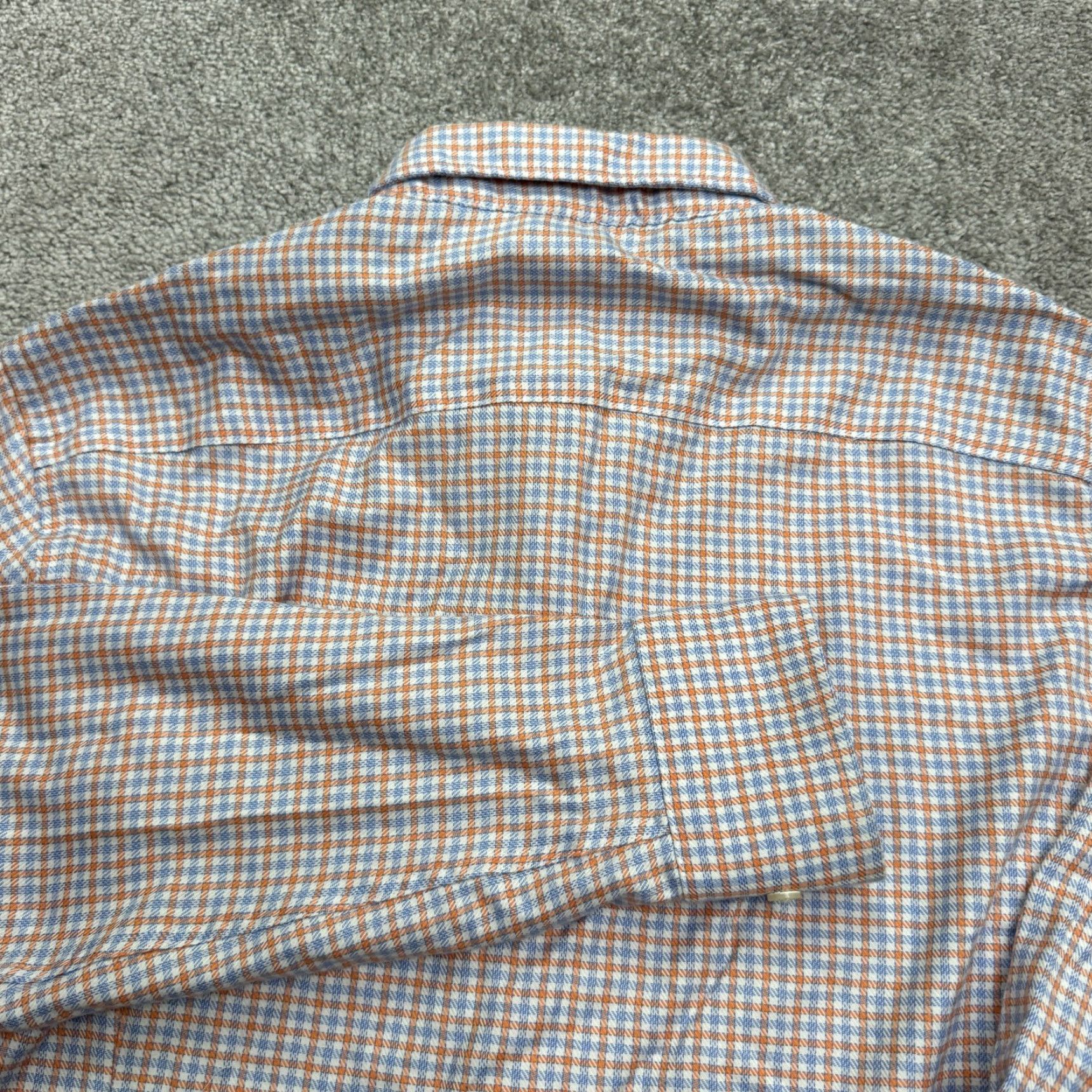 Egara VINTAGE Egara Men's Flannel Shirt Long Sleeve Button-Up Casual Plaid Cotton Spandex Blue Orange Regular Fit XXL Size US L / EU 52-54 / 3 - 3 Thumbnail