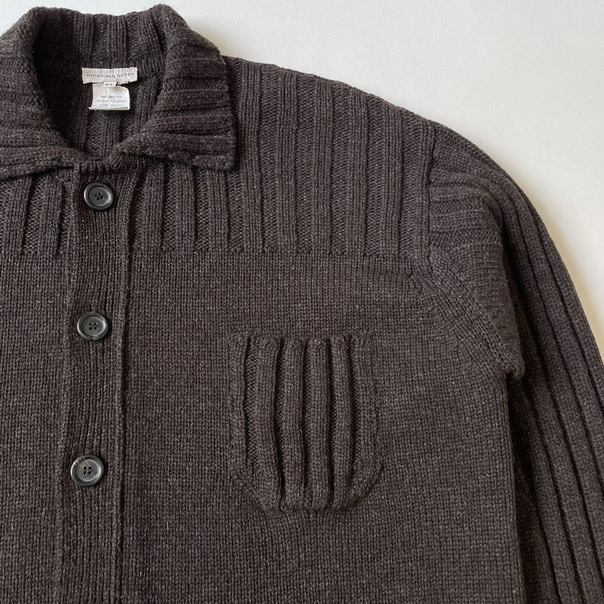 Dries Van Noten Early 2000s Brown Wool Cardigan Size US XL / EU 56 / 4 - 7 Thumbnail