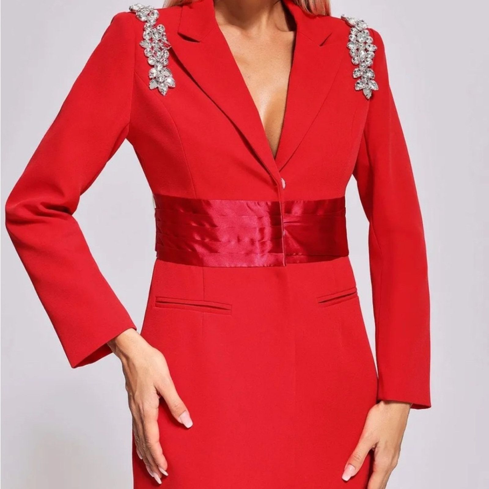 Other New Lavish Alice Red Blazer Dress with Embellishments size S Size S / US 4 / IT 40 - 2 Thumbnail