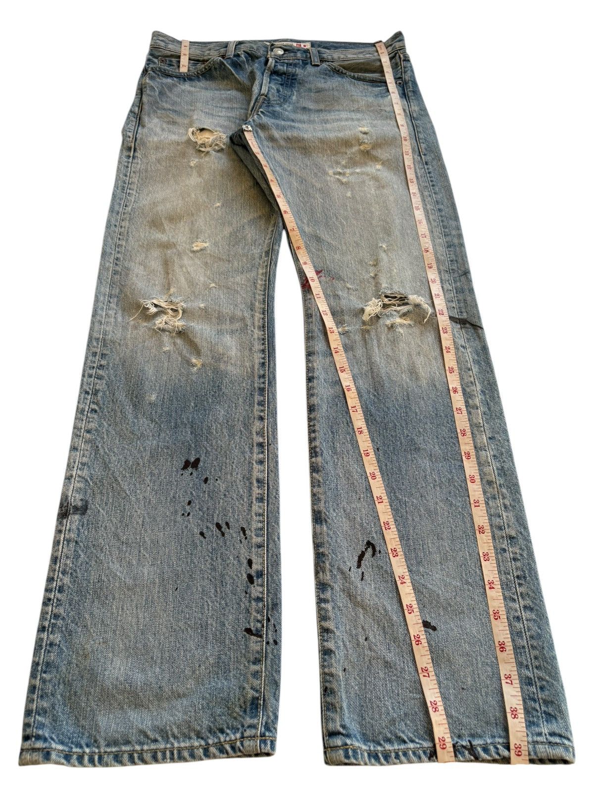 Japanese Brand × Uniqlo Vintage Uniqlo Button Fly Painted Mud Wash Distressed Jeans Size US 31 - 12 Thumbnail