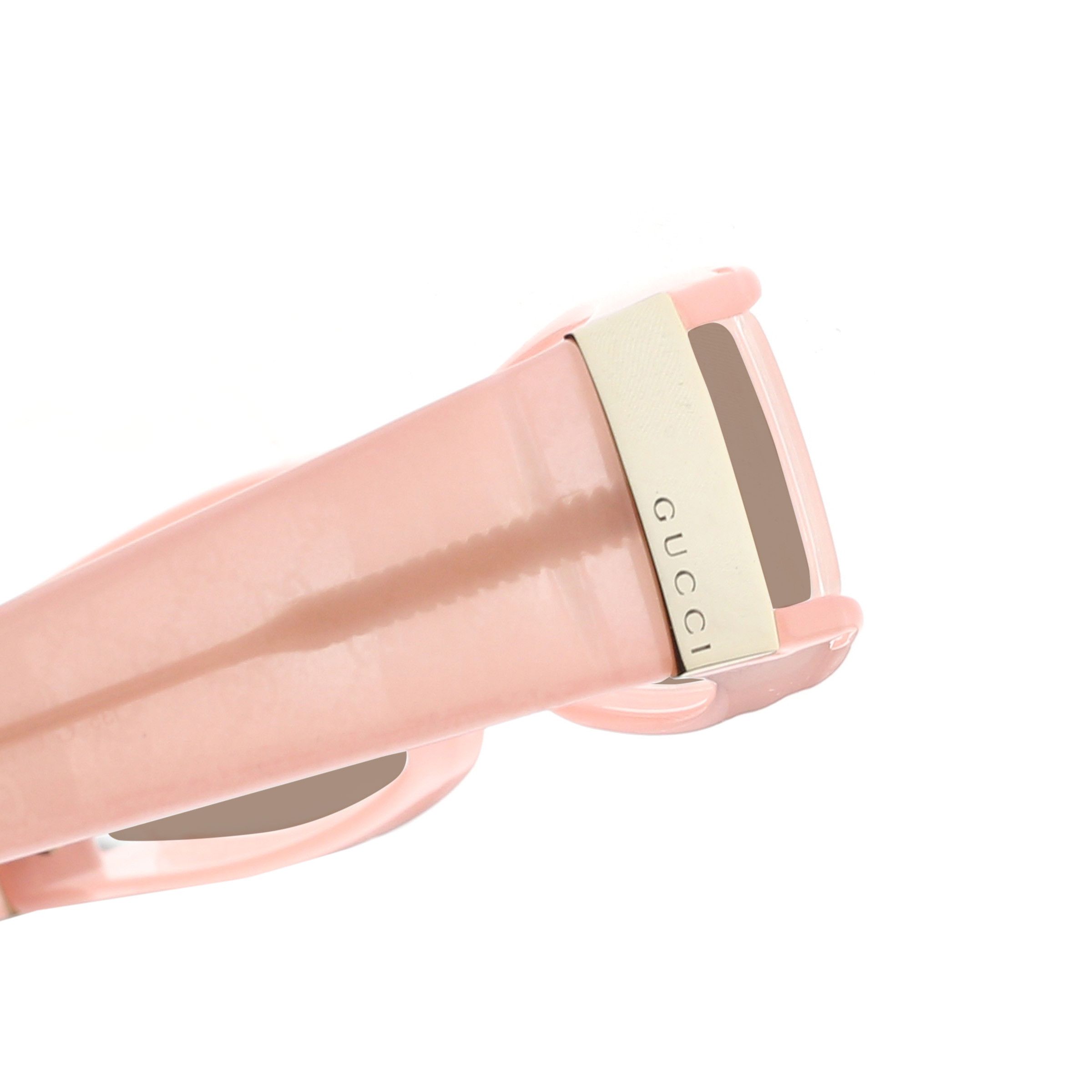 Gucci Gucci '00s Pink Monogram Rectangular Plastic Sunglasses Brwn Size ONE SIZE - 3 Thumbnail
