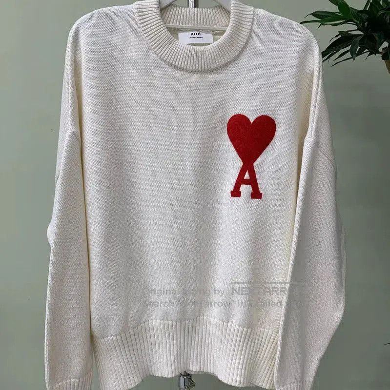 AMI AMI White Pullover Sweater with Heart Logo . Size XS / US 0-2 / IT 36-38 - 2 Thumbnail