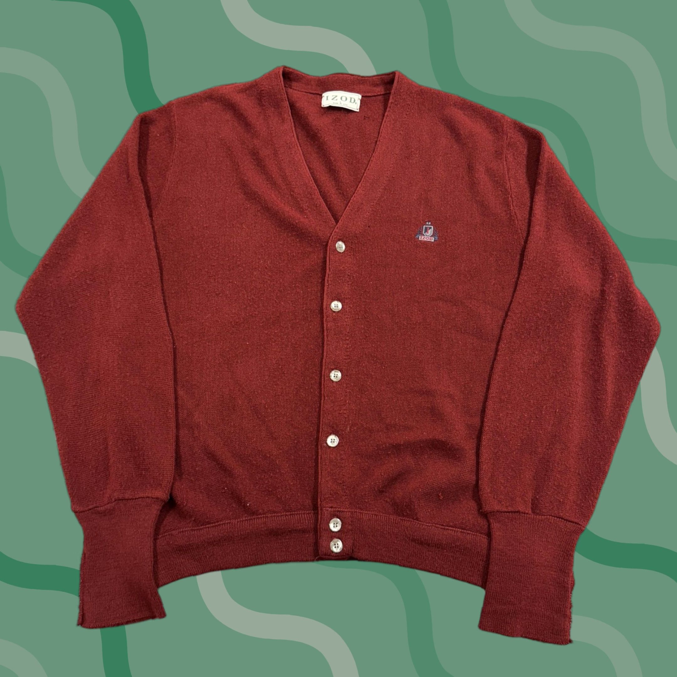 Izod VINTAGE Izod Sweater Mens Large Red Button Front Cardigan Crest Logo USA 80s Size US L / EU 52-54 / 3 - 1 Thumbnail