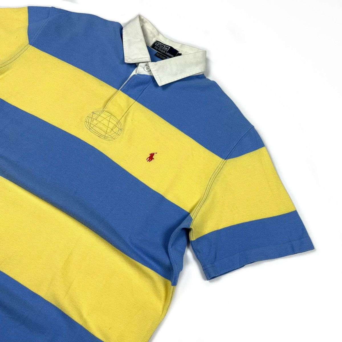 Polo Ralph Lauren × Rugby Ralph Lauren × Vintage Vintage Polo Ralph Lauren Blue/Yellow Cotton Rugby Shirt - L Size US L / EU 52-54 / 3 - 9 Thumbnail