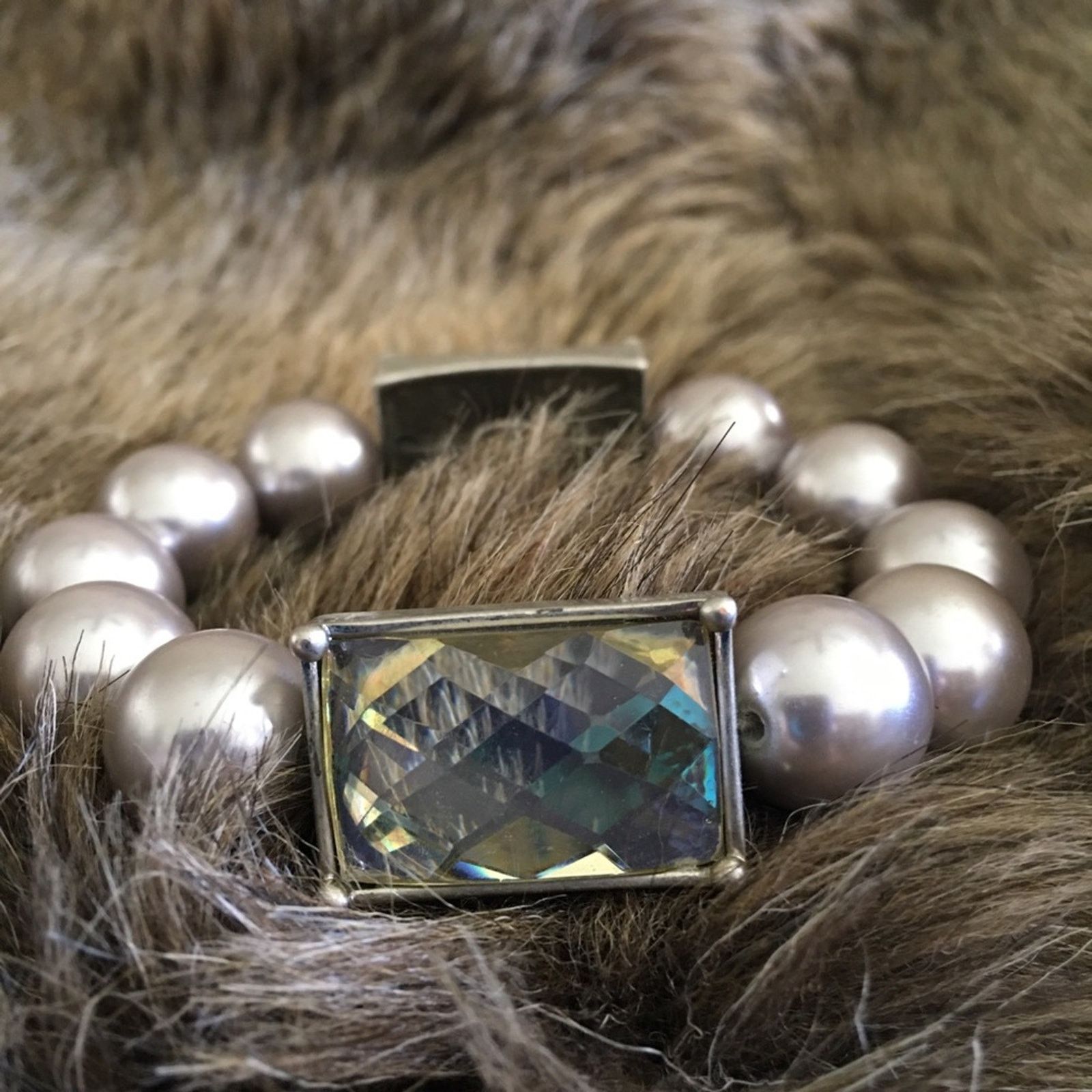 Jewelry Lia Sophia Pearl And Faceted Stone Bracelet in Silver, Women's