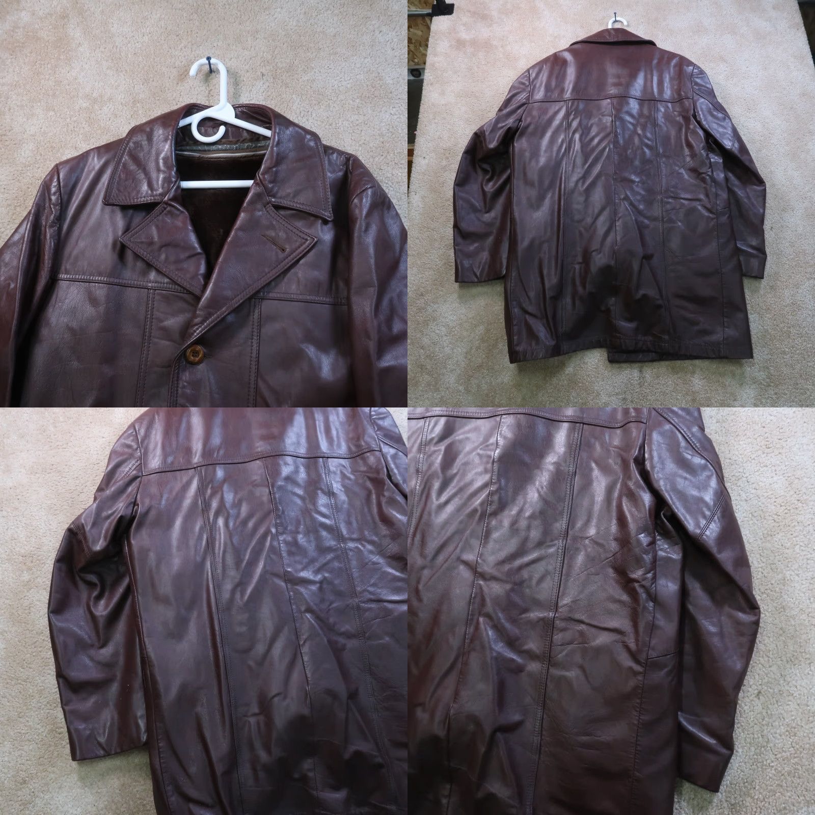 Vintage VINTAGE Field & Stream Leather Coat Jacket Men's 44 Brown Overcoat Mid-Length Zip Button Lined Polyester 90s Classic Mens Size US S / EU 44-46 / 1 - 8 Thumbnail