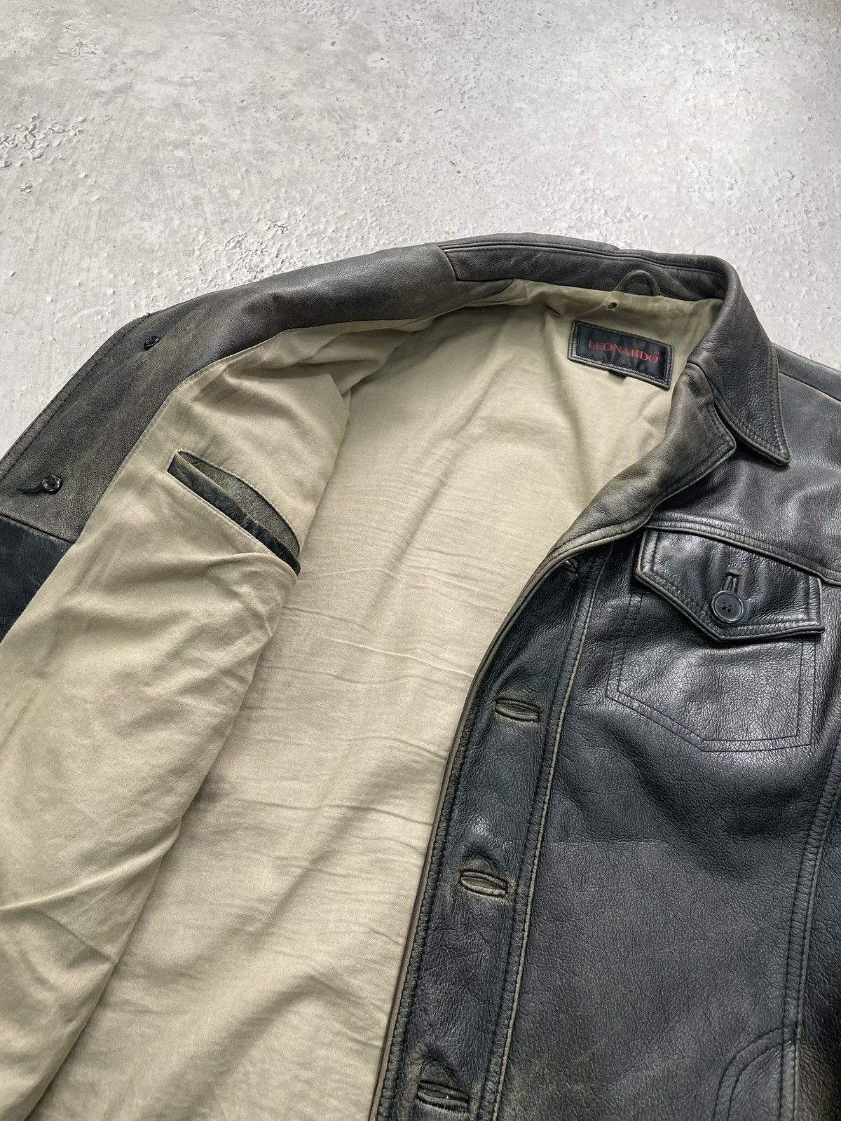 Genuine Leather Y2K button up 90s avant GARDE retro leather jacket Size US S / EU 44-46 / 1 - 6 Thumbnail