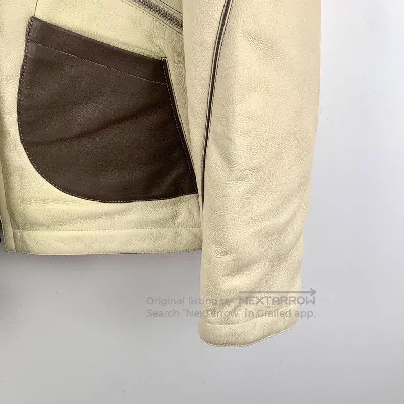 Hermes Hermes 22 Trendy Off-White Leather and Fur Zip-Up Long Sle Size US M / EU 48-50 / 2 - 4 Thumbnail