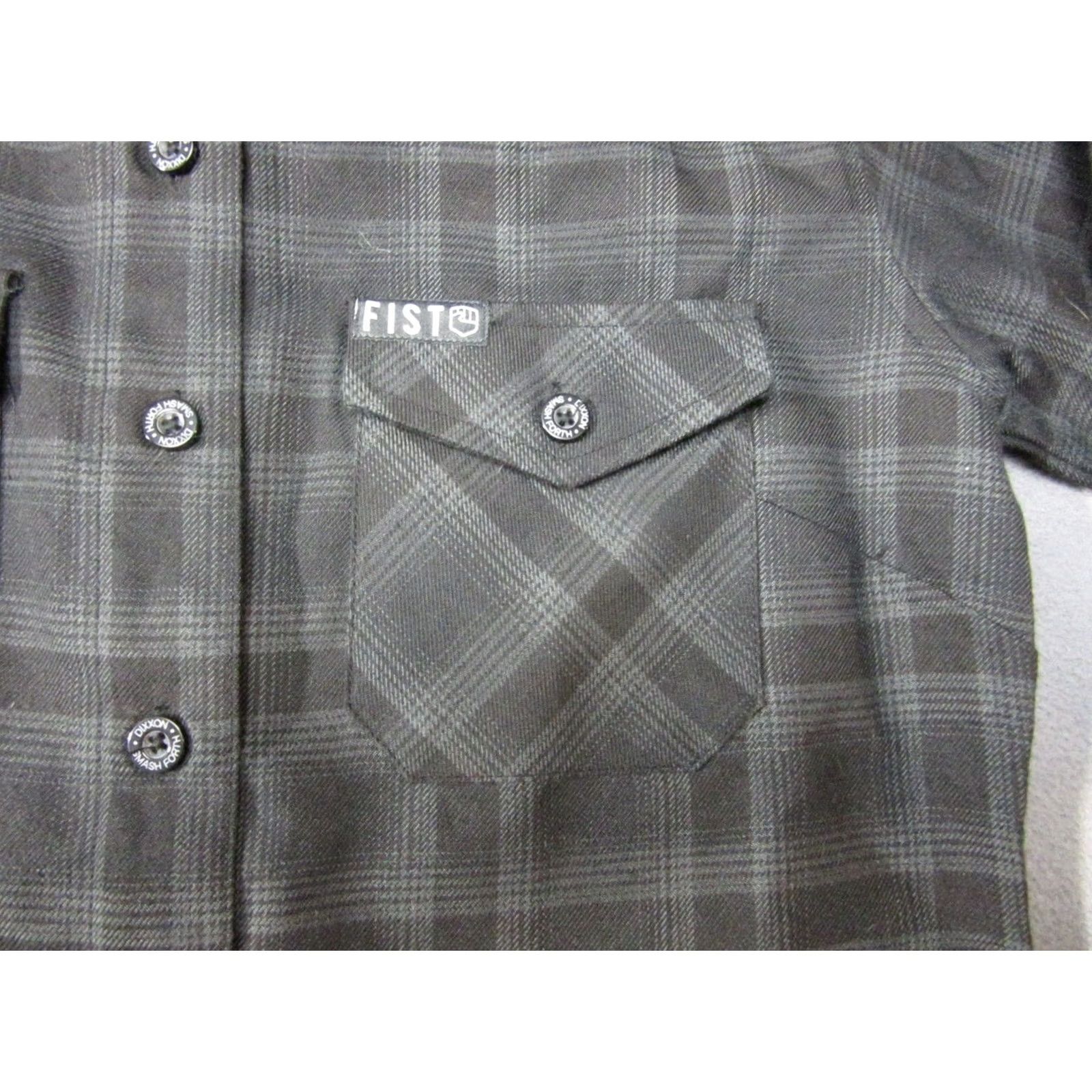 Vintage Dixxon Flannel Shirt Womens Medium Gray Black Plaid Fist Long Sleeve Button-Up Pockets Size M / US 6-8 / IT 42-44 - 4 Thumbnail