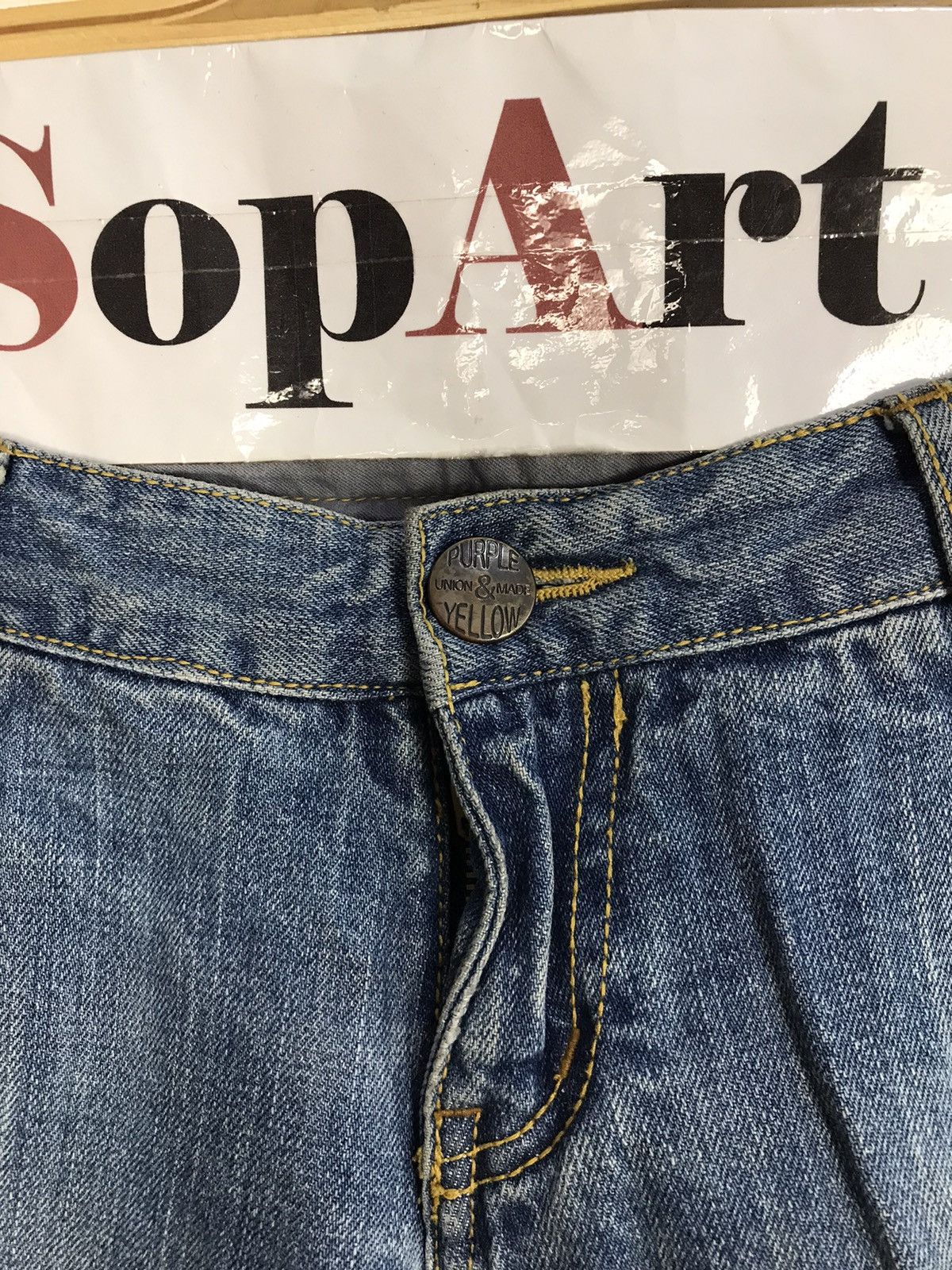 Japanese Brand Vintage Purple & Yellow Distressed Short Pants Zipper Style Size 34" / US 12 / IT 48 - 9 Thumbnail