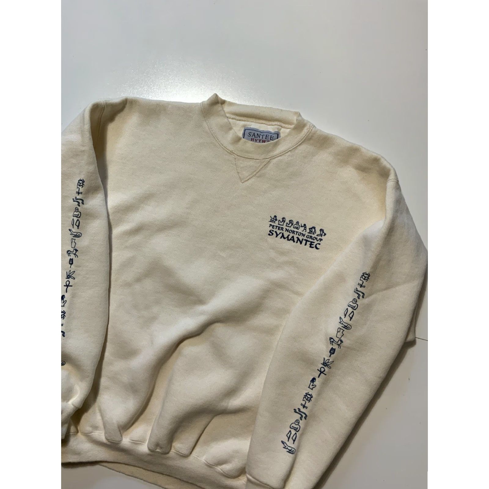 Vintage VINTAGE Peter Norton Group Symantec ANUBIS Software Technology Sweatshirt Mens Sz. M Ivory Crewneck Pullover Santee 46 Chest 27 Shoulder to Hem Size US M / EU 48-50 / 2 - 4 Thumbnail
